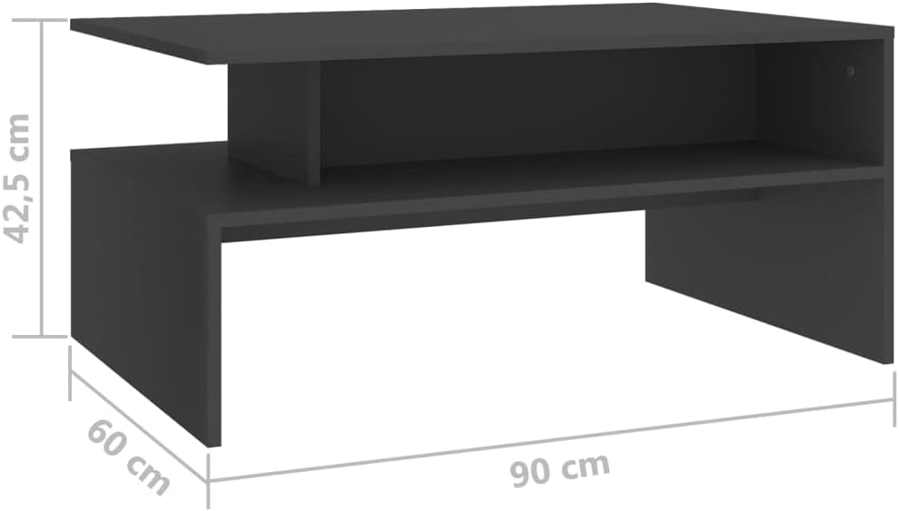 vidaXL Coffee Table Grey 90×60×42.5 cm