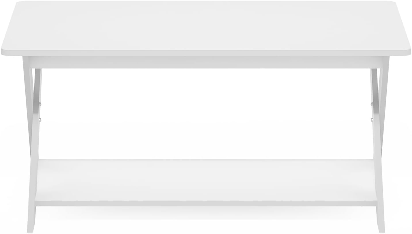 Furinno Modern Simplistic Criss-Crossed Coffee Table, White