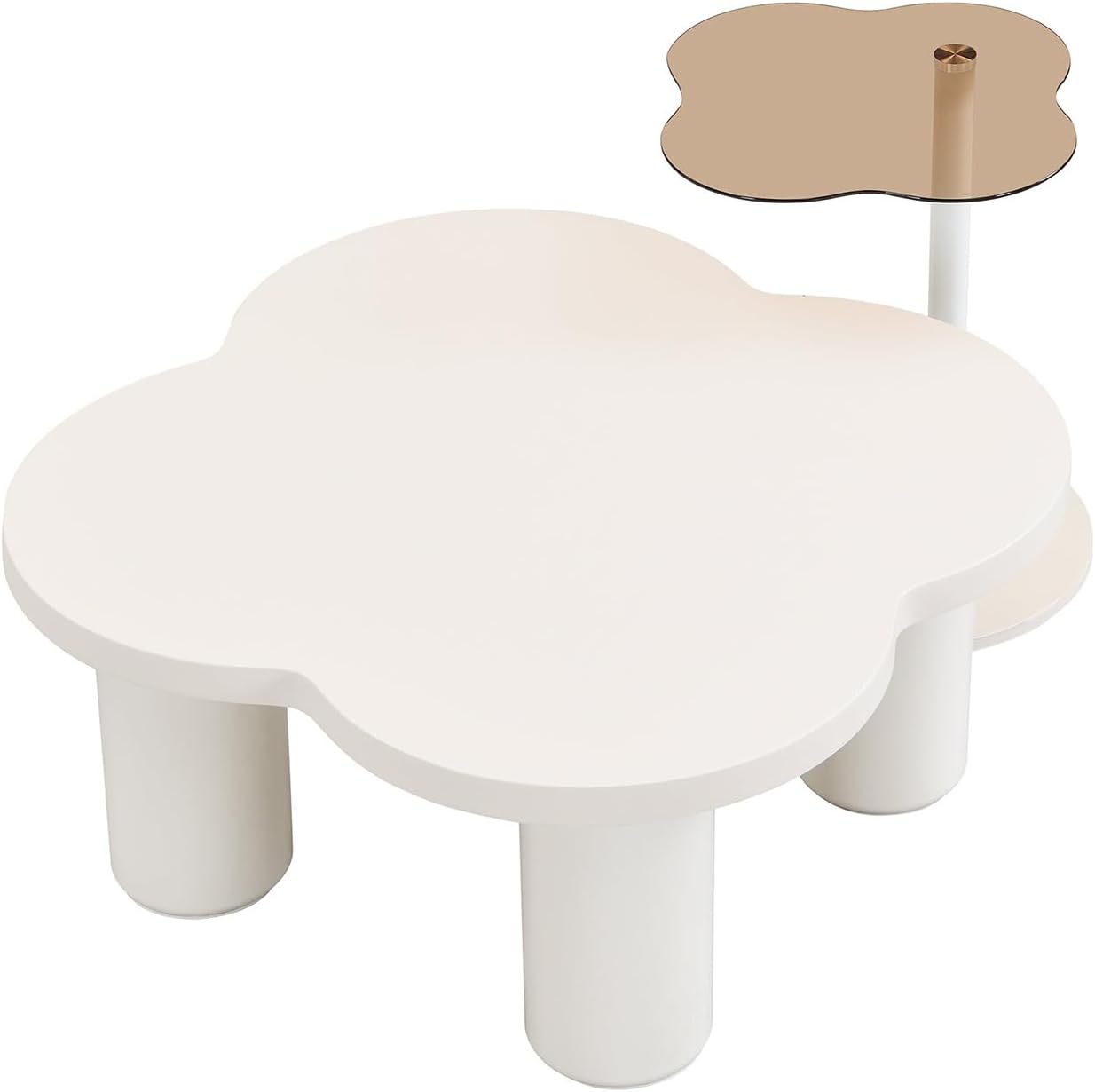 Modern Irregular Glass Coffee Table Set of 2 35.2 Inch