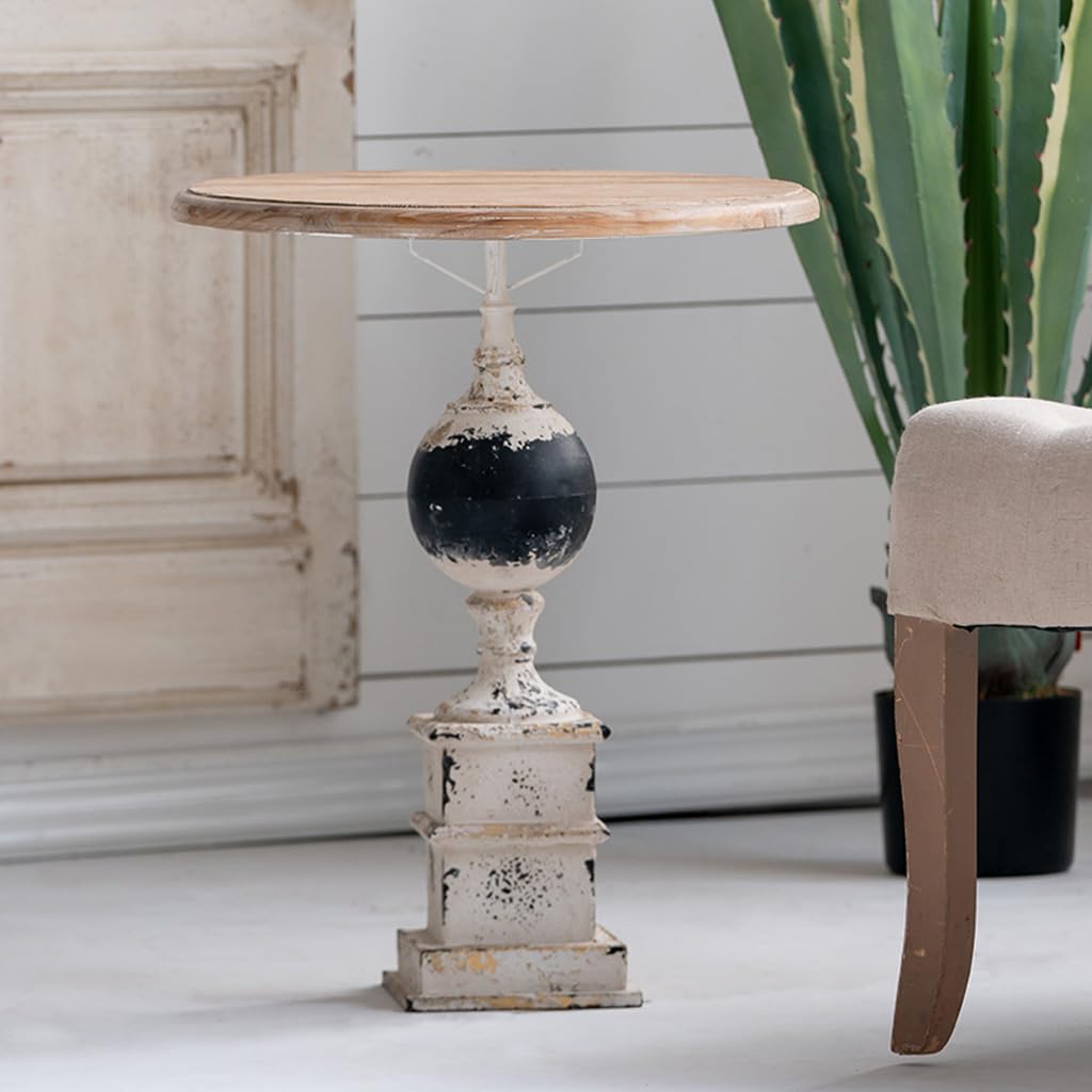 French Country Solid Wood Round End Table