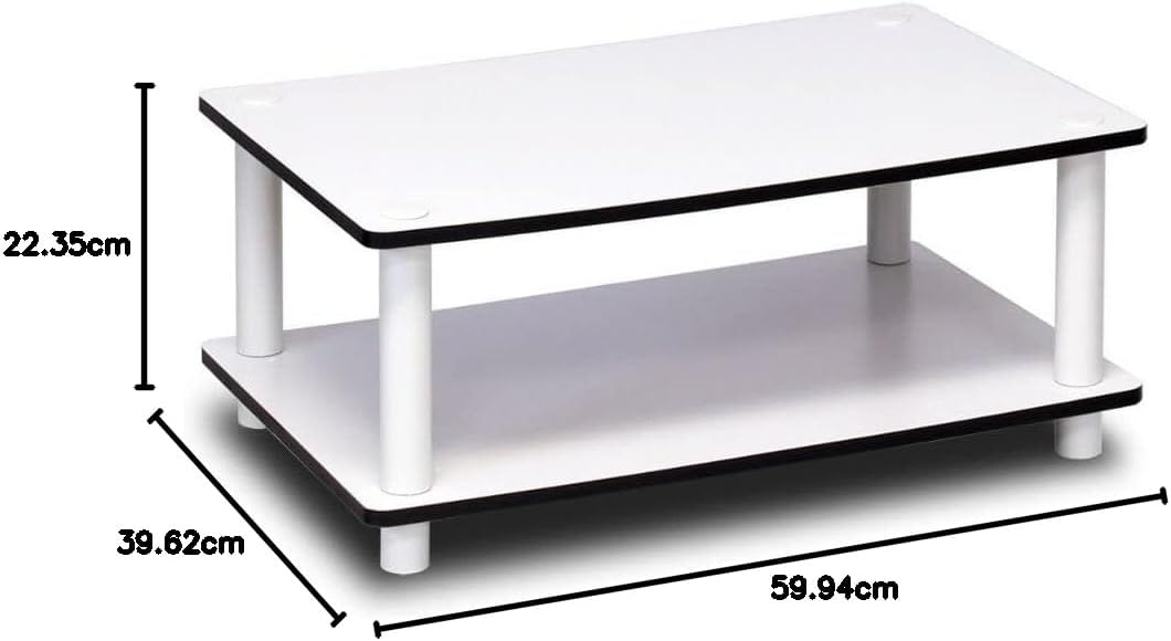 Furinno Turn-N-Tube Just 2-Tier No Tools Coffee Table, White