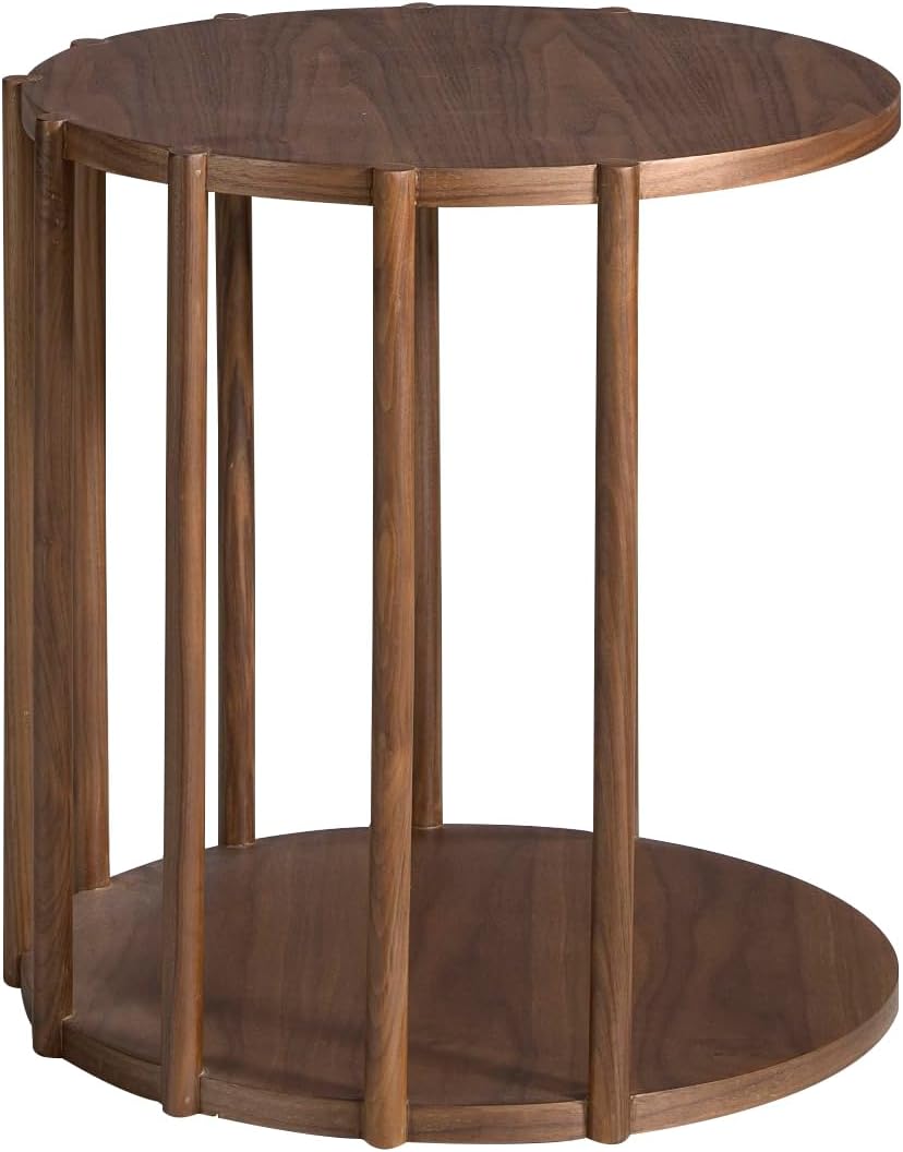 Mesa rincón de Madera chapada en nogal.