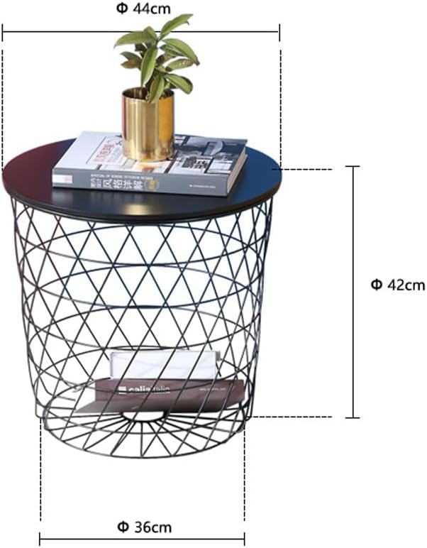 Black Round Wrought Iron End Table