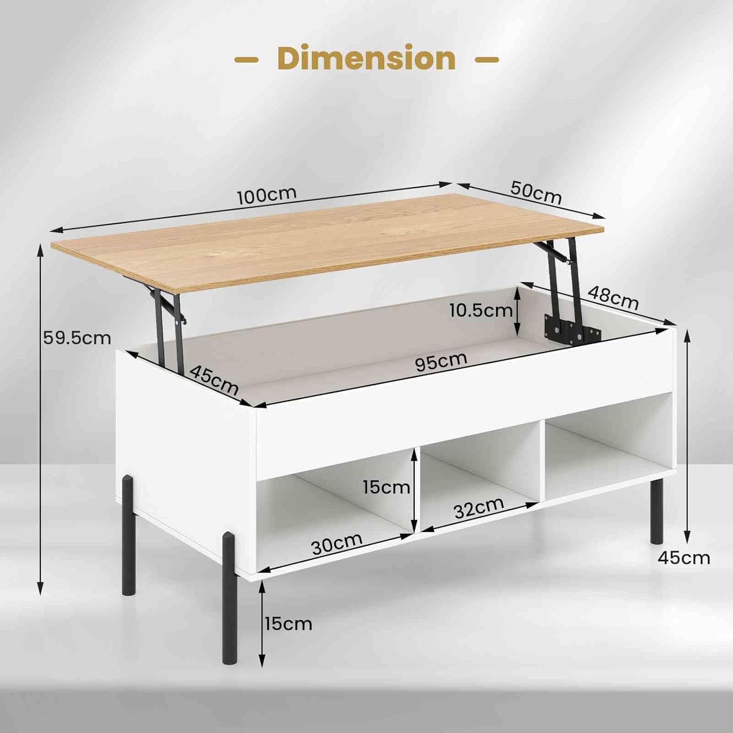 Costway Lift-Top Coffee Table Black