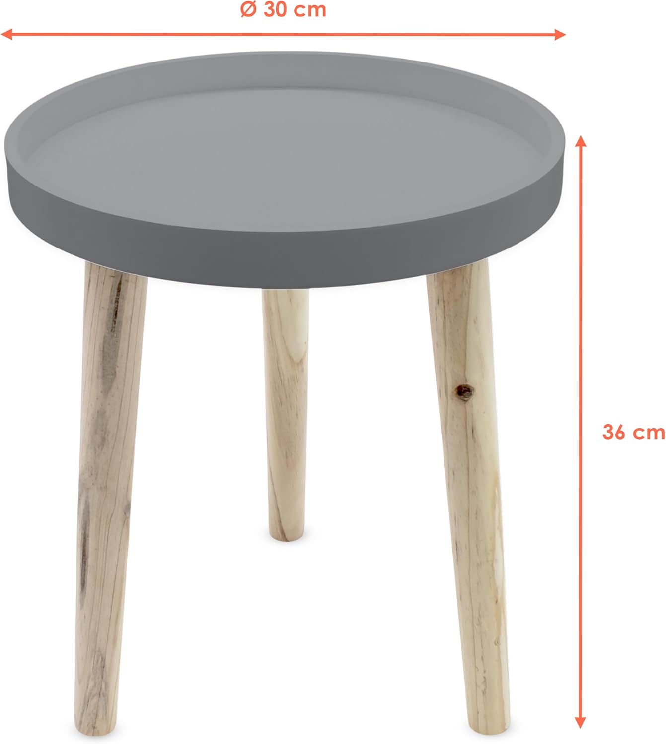 Decorative Wooden Side Table 36×30 cm Grey