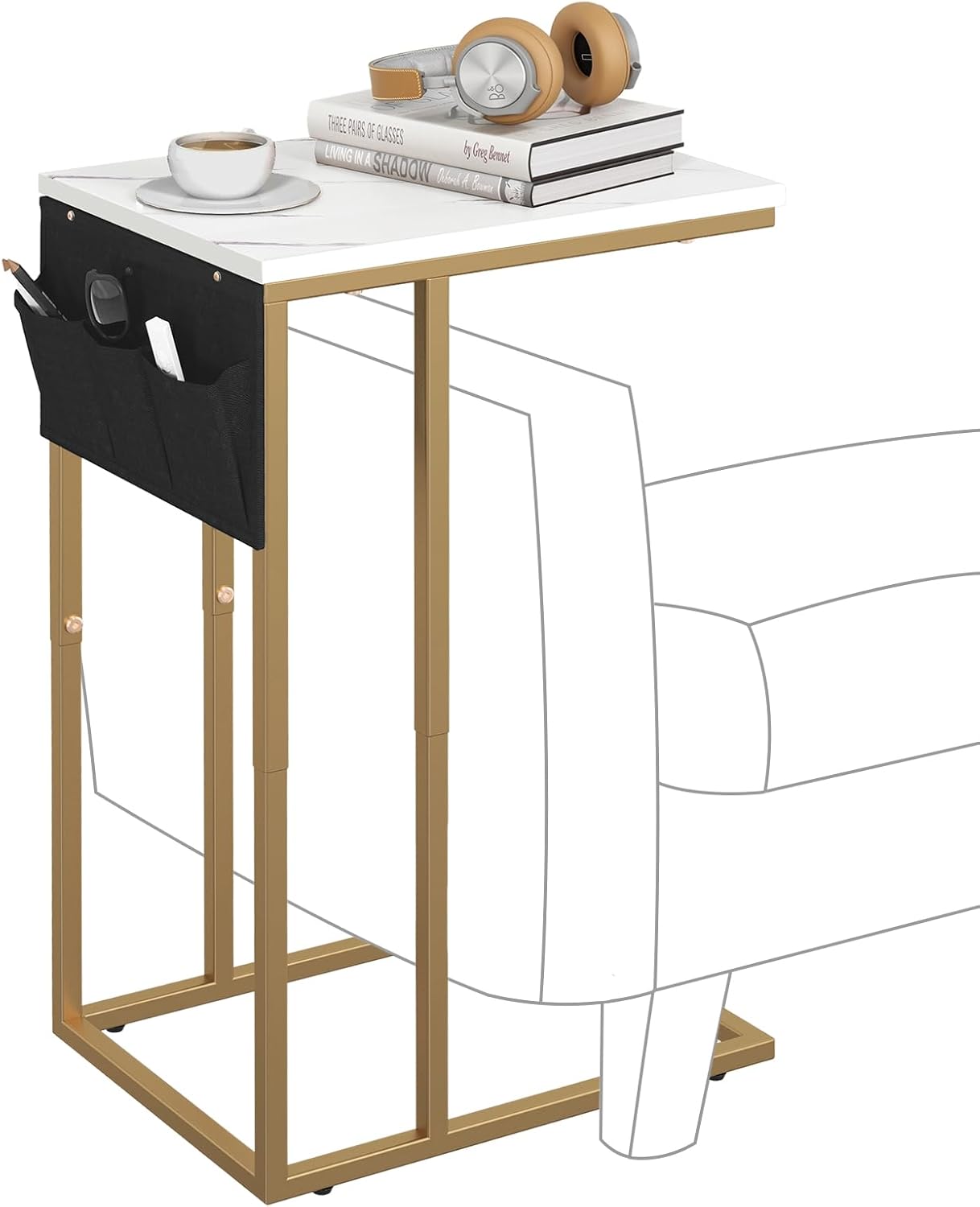 Livofloral C-Shape Side Tables Set 40×30×64 cm