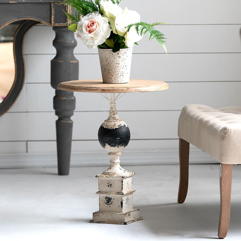 French Country Solid Wood Round End Table