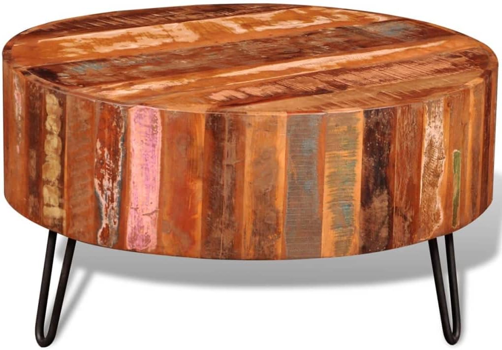 vidaXL Round Reclaimed Wood Coffee Table
