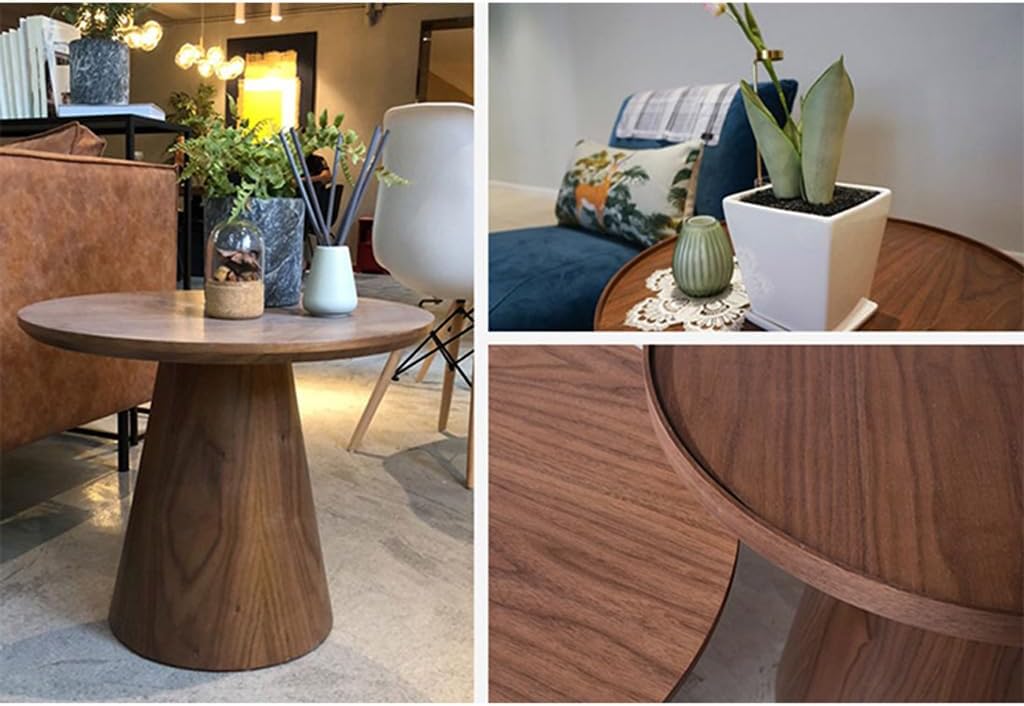 Mushroom-Shaped Solid Wood End Table