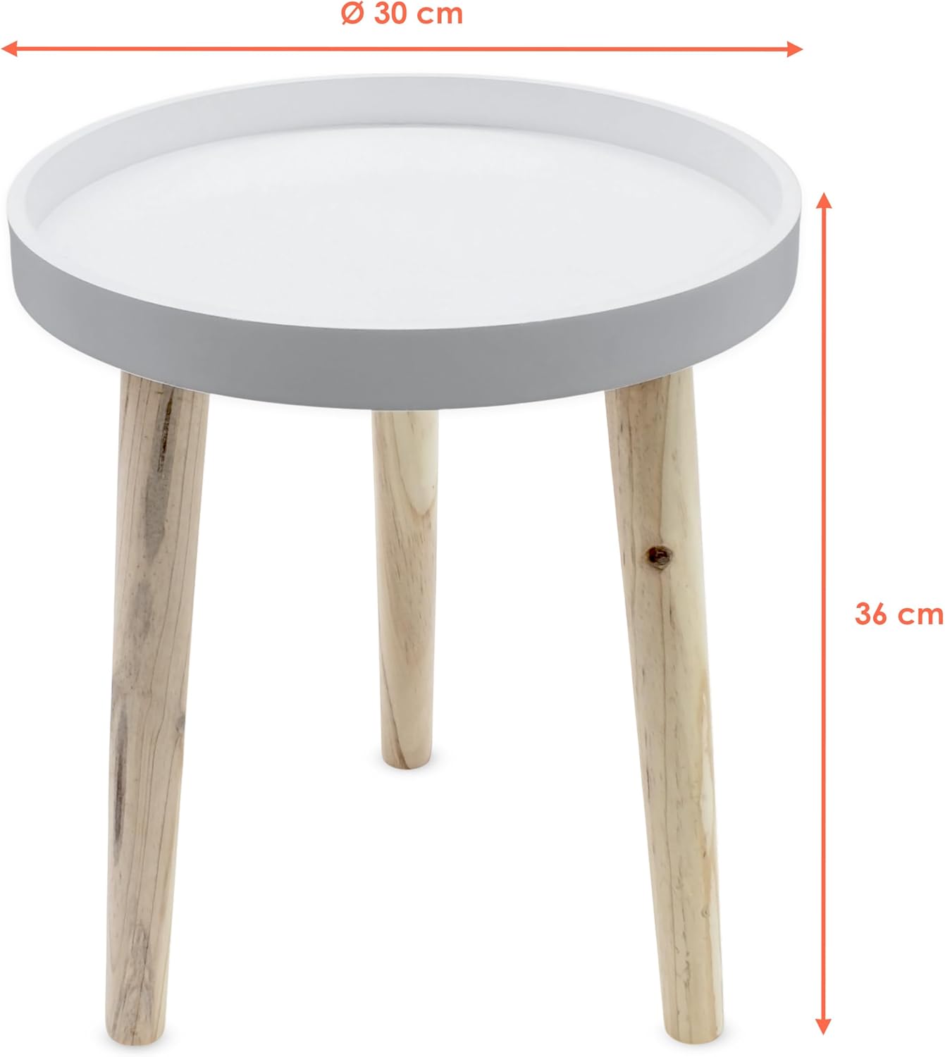 Decorative Wooden Side Table 36×30 cm Grey