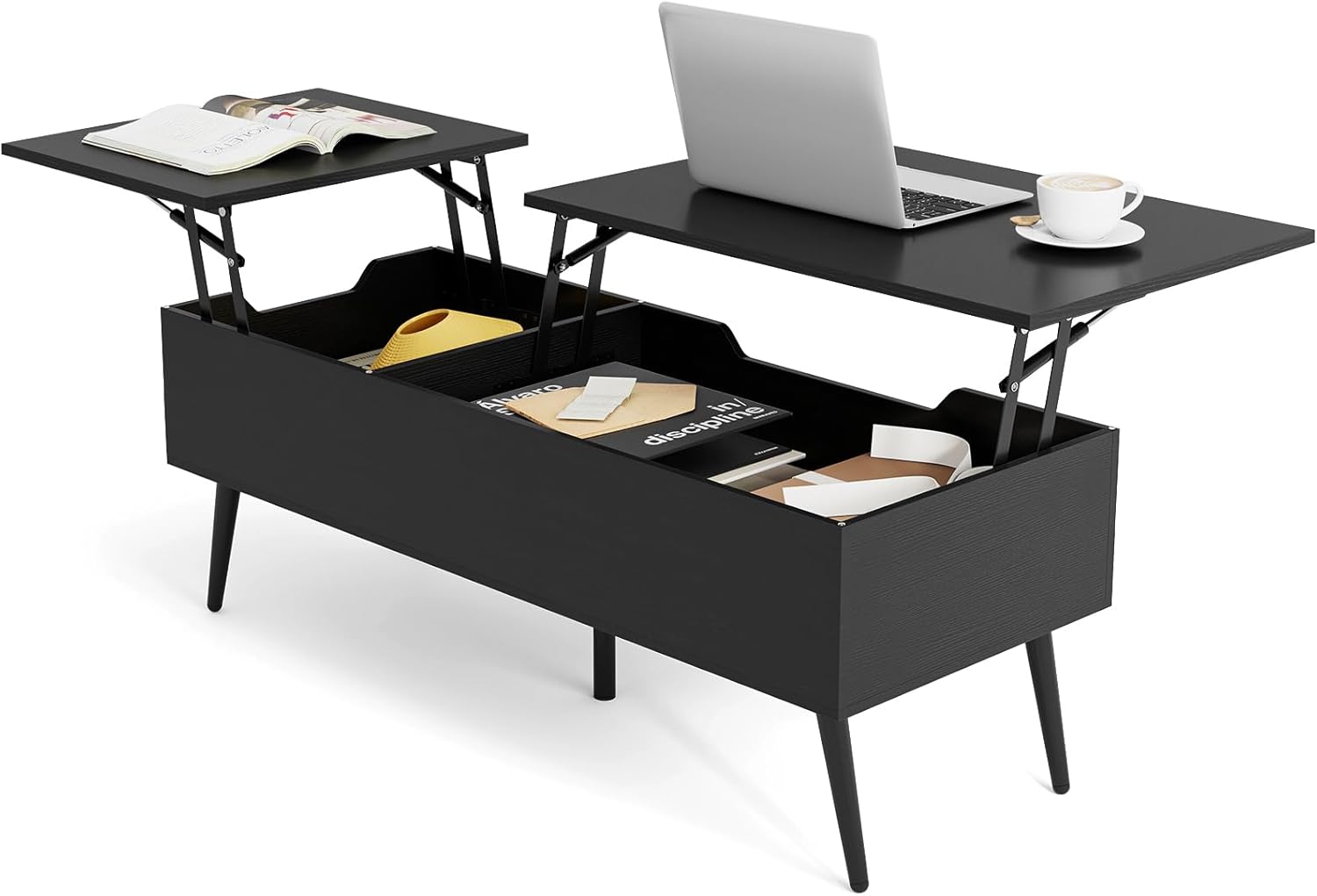 Costway Lift-Top Coffee Table Black