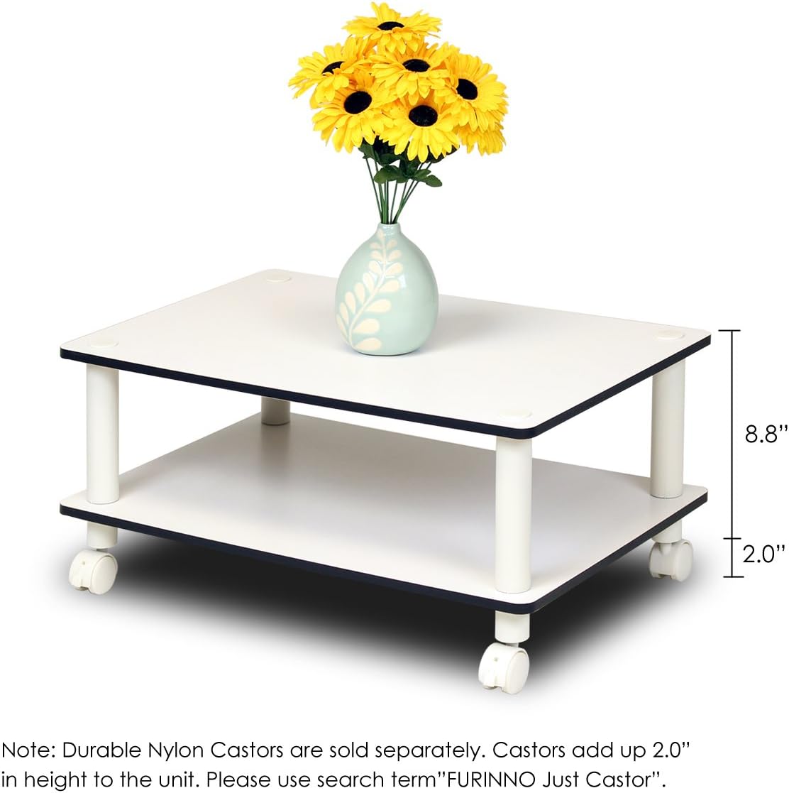 Furinno Turn-N-Tube Just 2-Tier No Tools Coffee Table, White