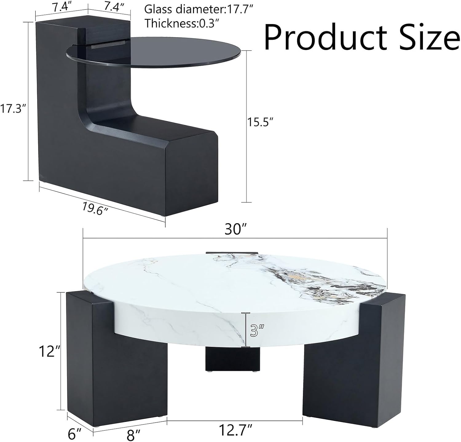 Modern Double-Layer Coffee Table – Black
