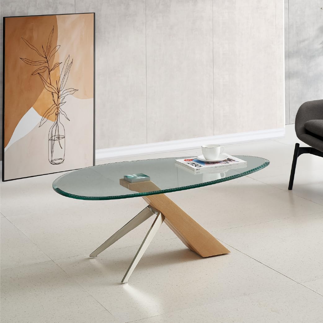 Marco Furniture Gucci Round Glass Coffee Table Walnut