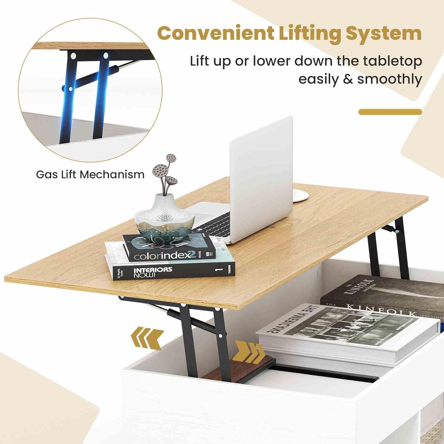 Costway Lift-Top Coffee Table Black