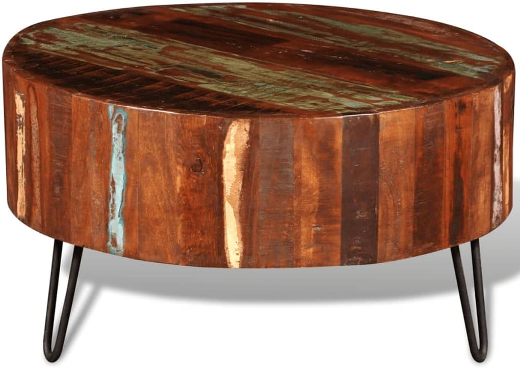 vidaXL Round Reclaimed Wood Coffee Table