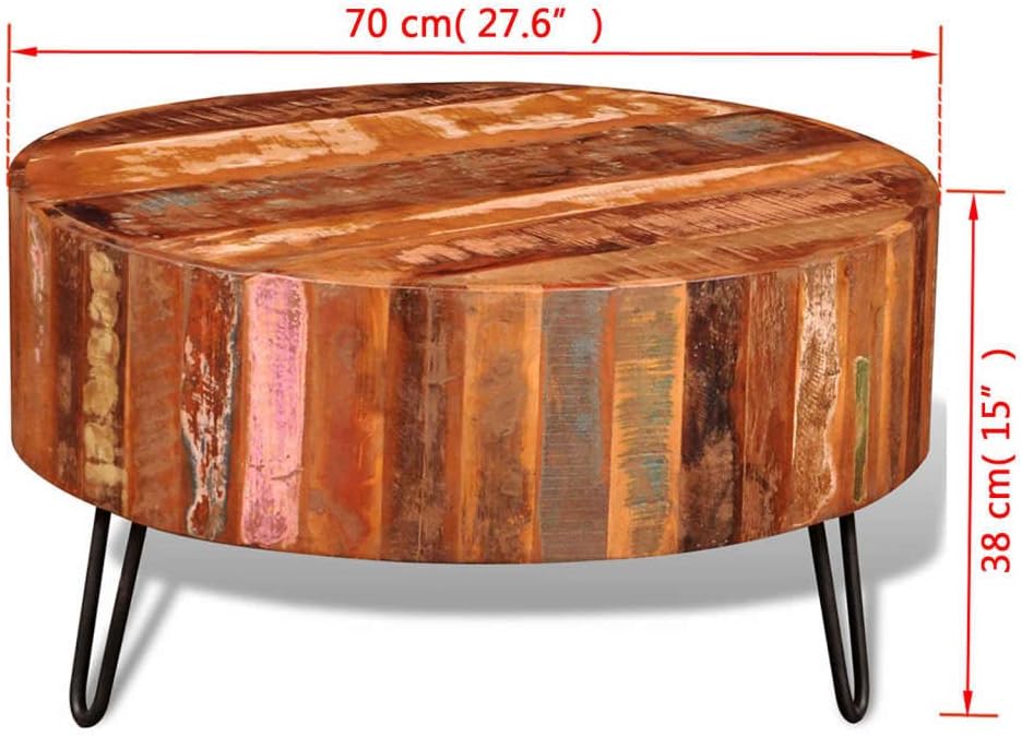 vidaXL Round Reclaimed Wood Coffee Table