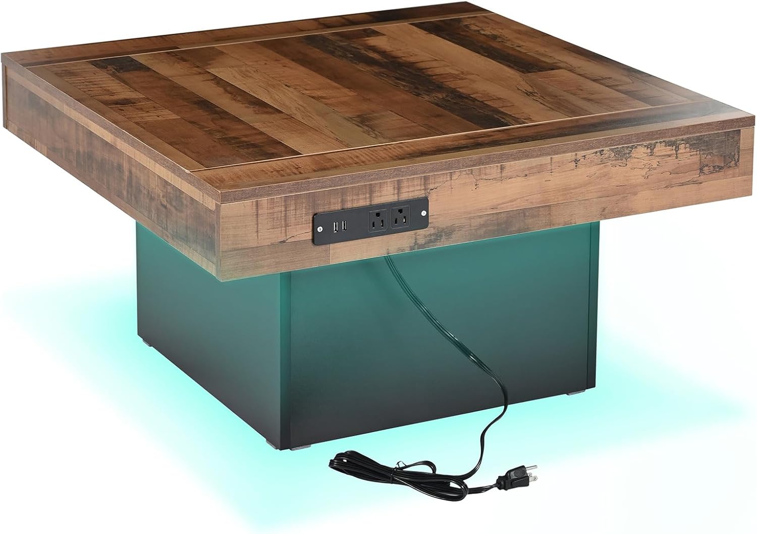 Modern Coffee Table with LED & USB Ports Black 80 cm