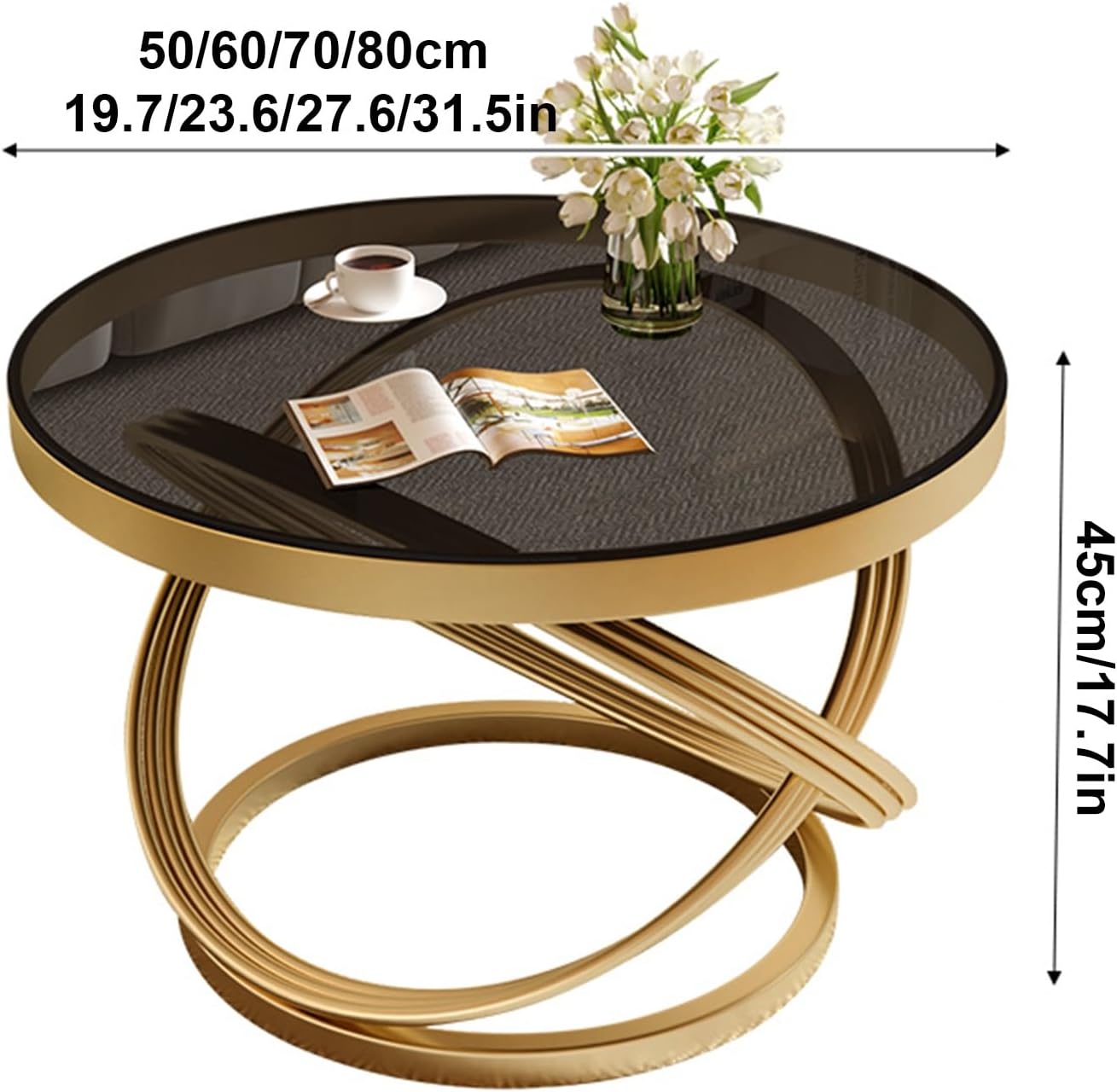 White Round Coffee Table 19.7in