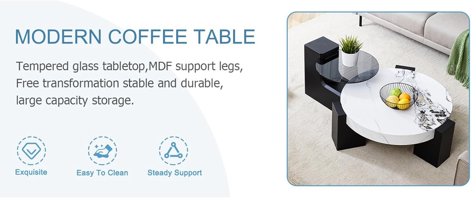 Modern Double-Layer Coffee Table – Black