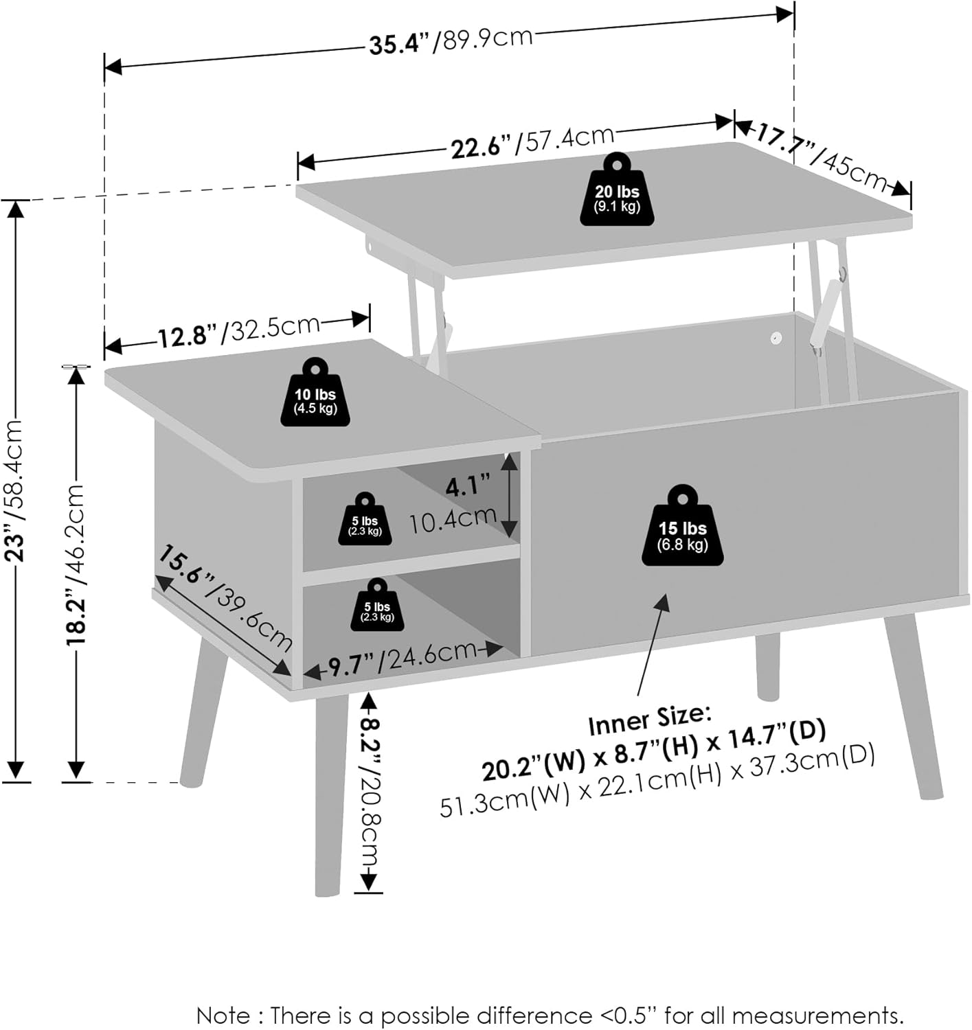 Furinno Jensen Folding Coffee Table