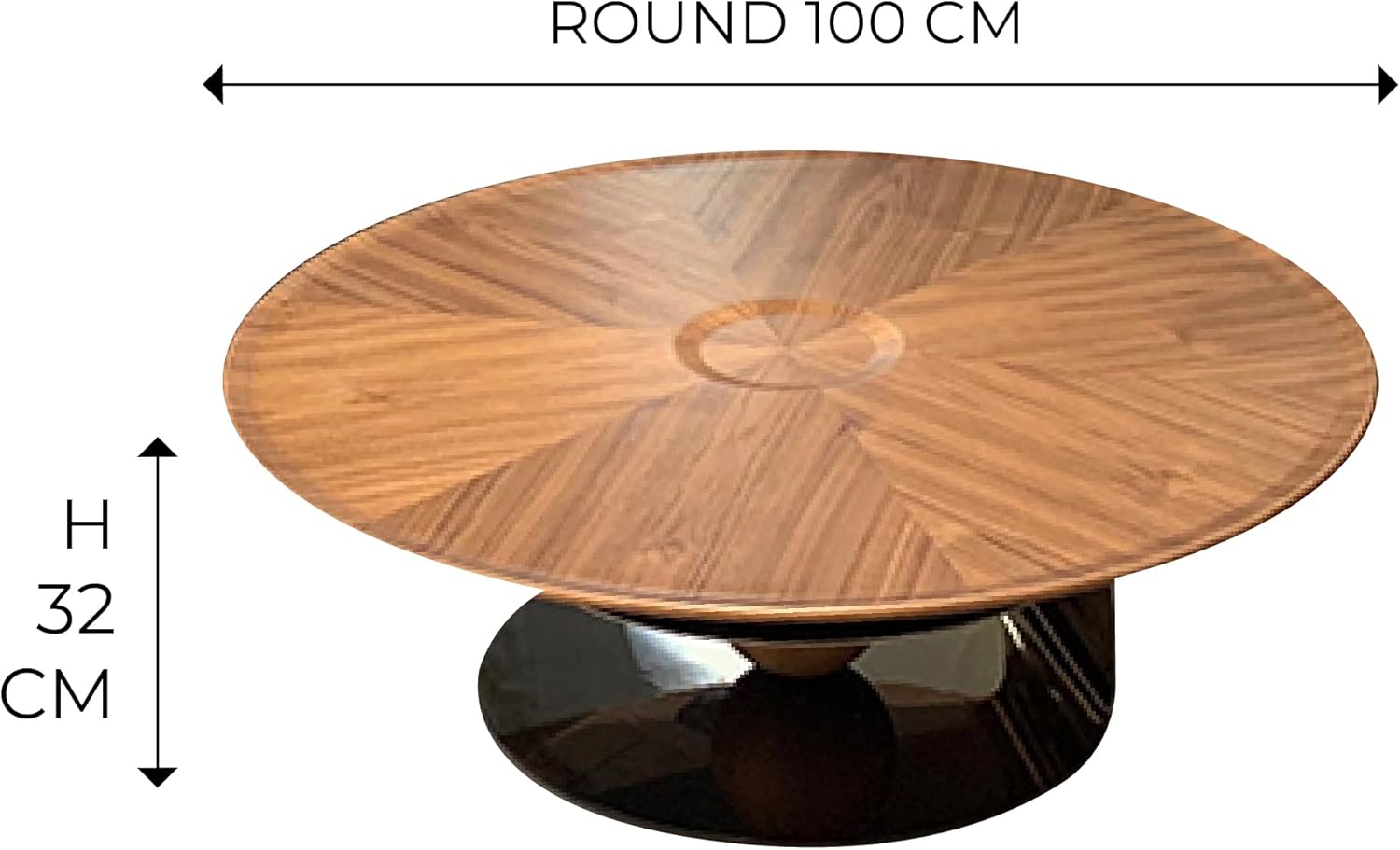 Round Walnut Coffee Table 100cm