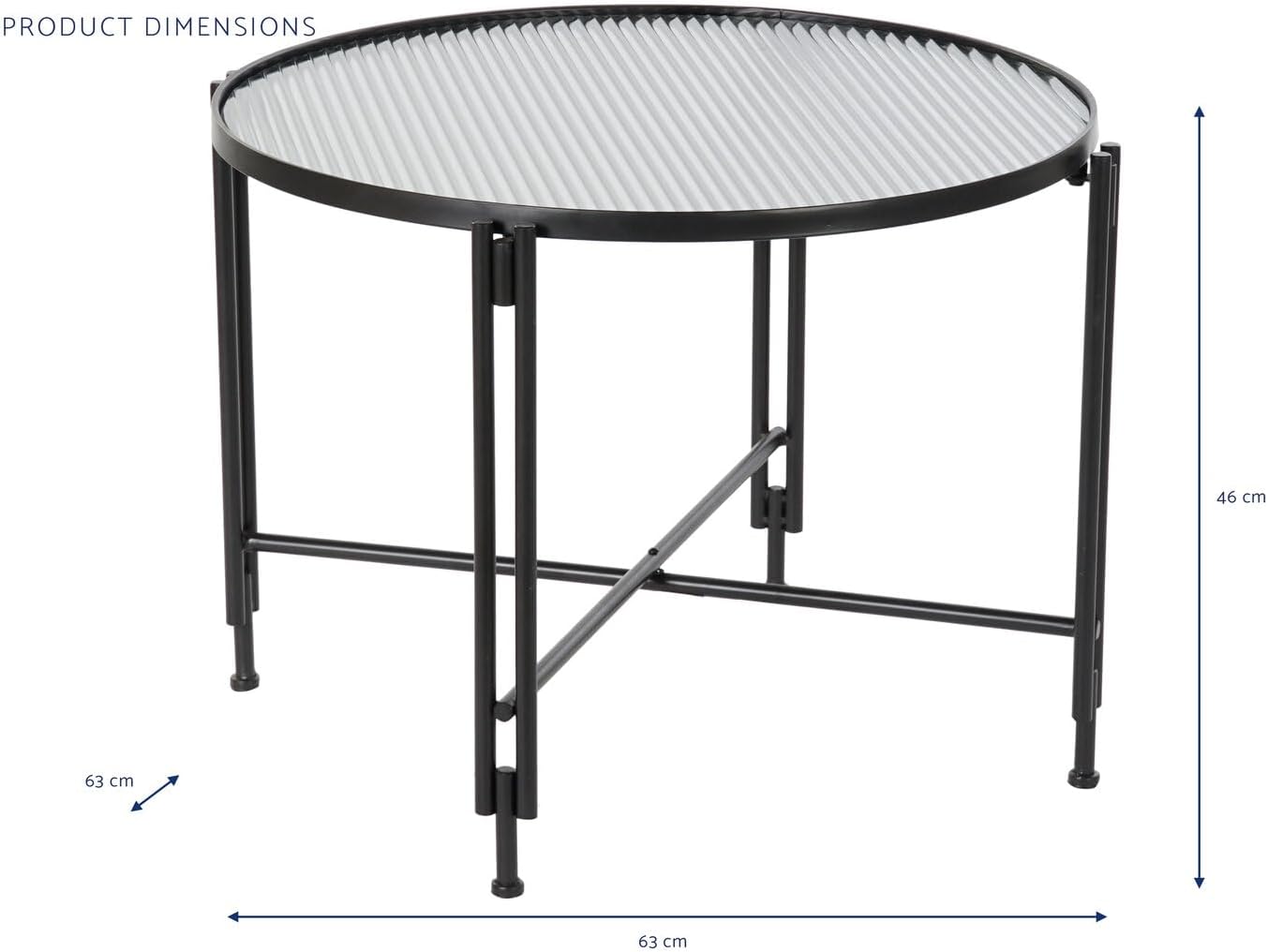 Mesa Centro Metal Crystal 63 x 63 x 46 cm Black