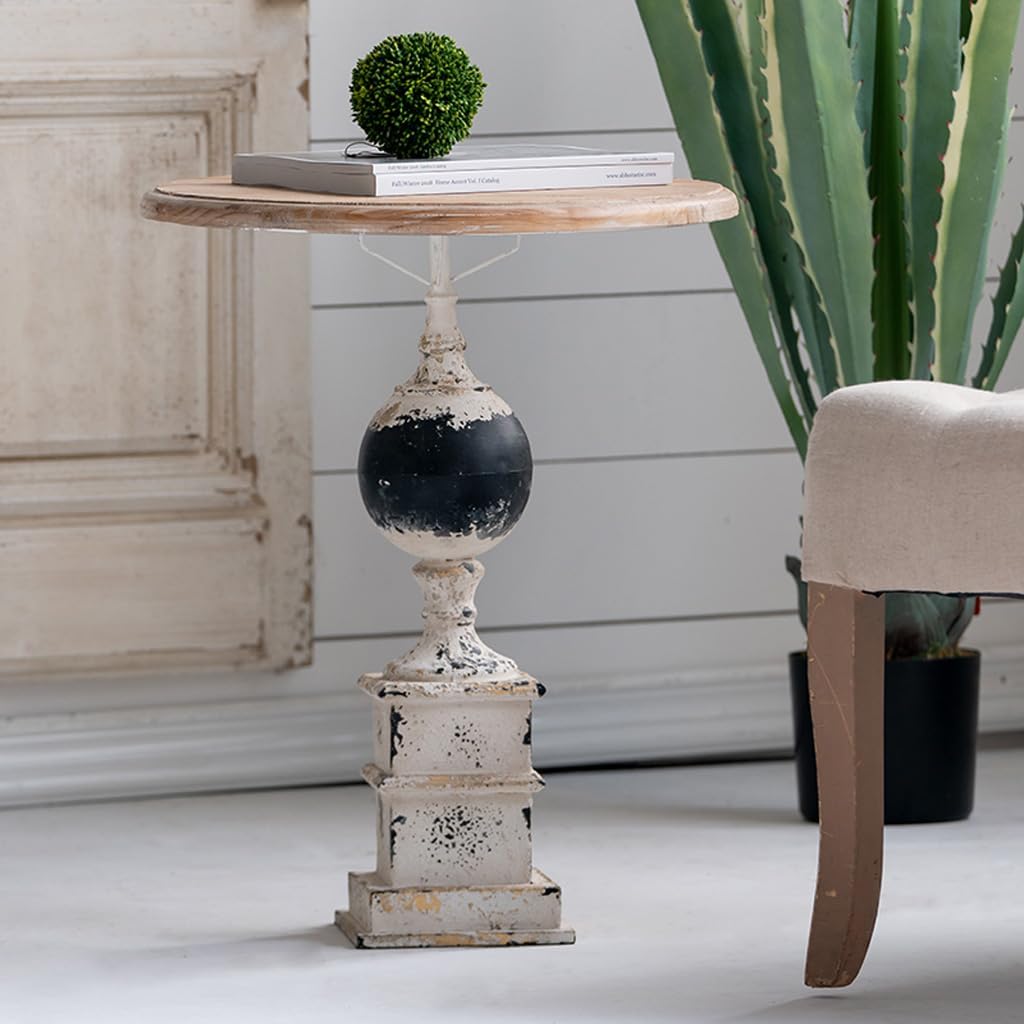 French Country Solid Wood Round Tea Table