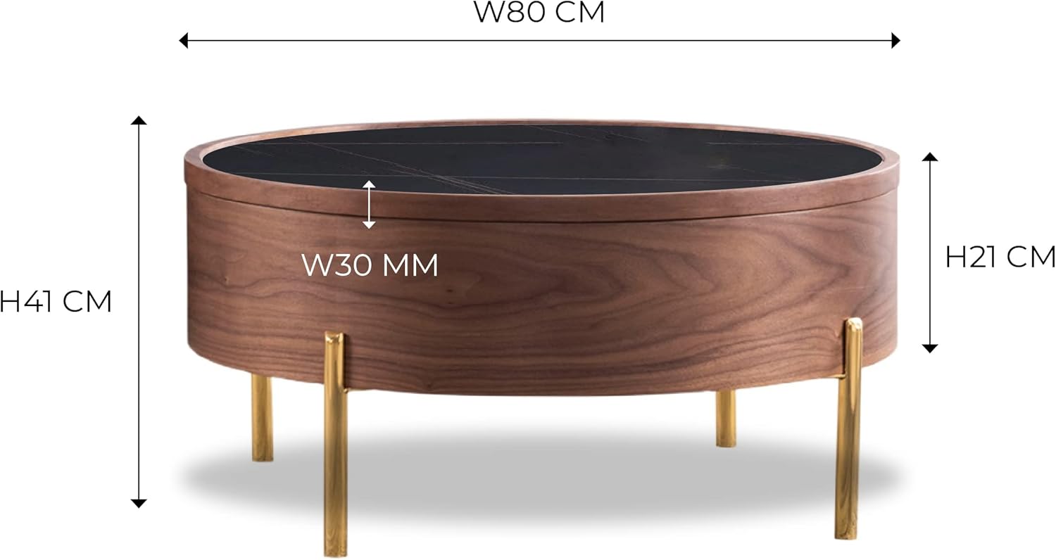 White Round Smart Coffee Table 80cm