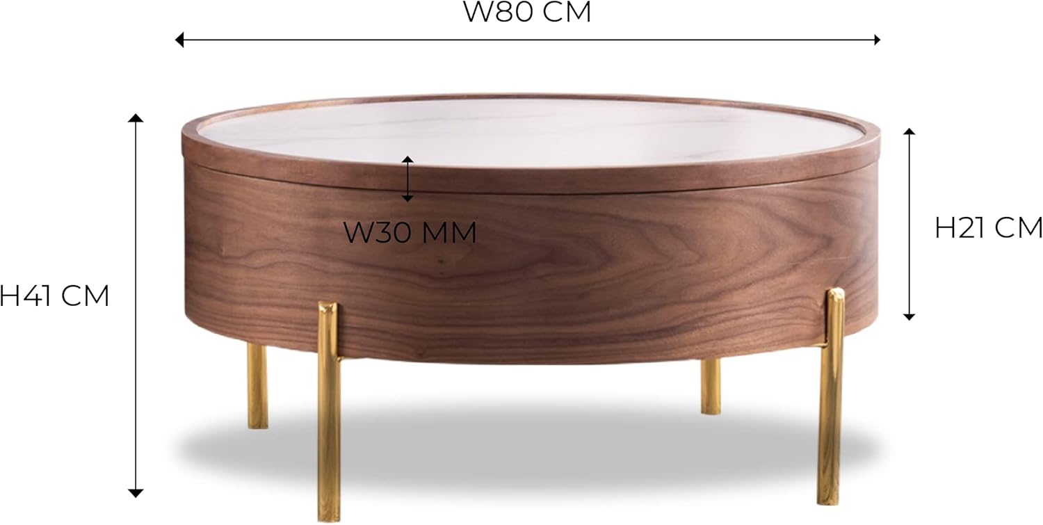 White Round Smart Coffee Table 80cm