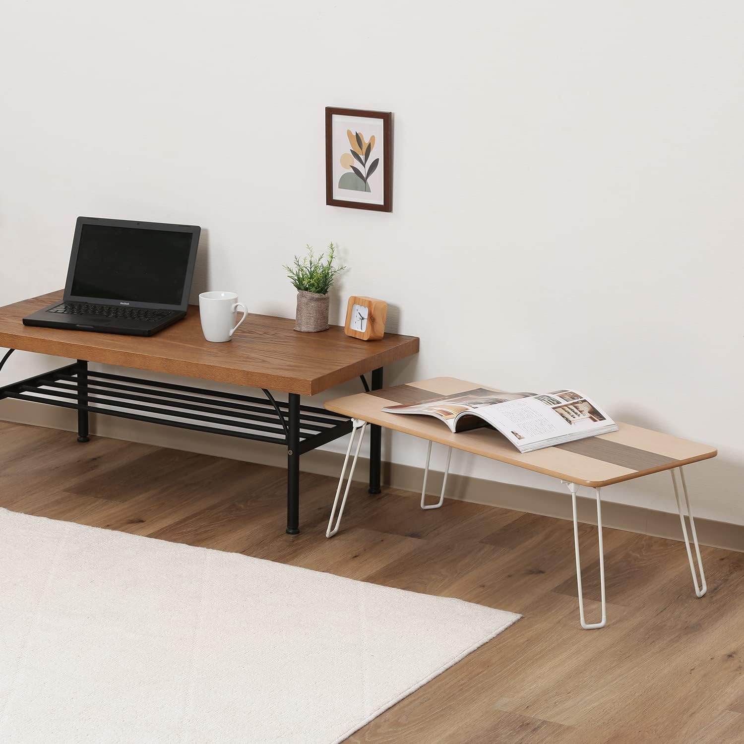 Fuji Trade Veneer Folding Low Table 60 cm Brown