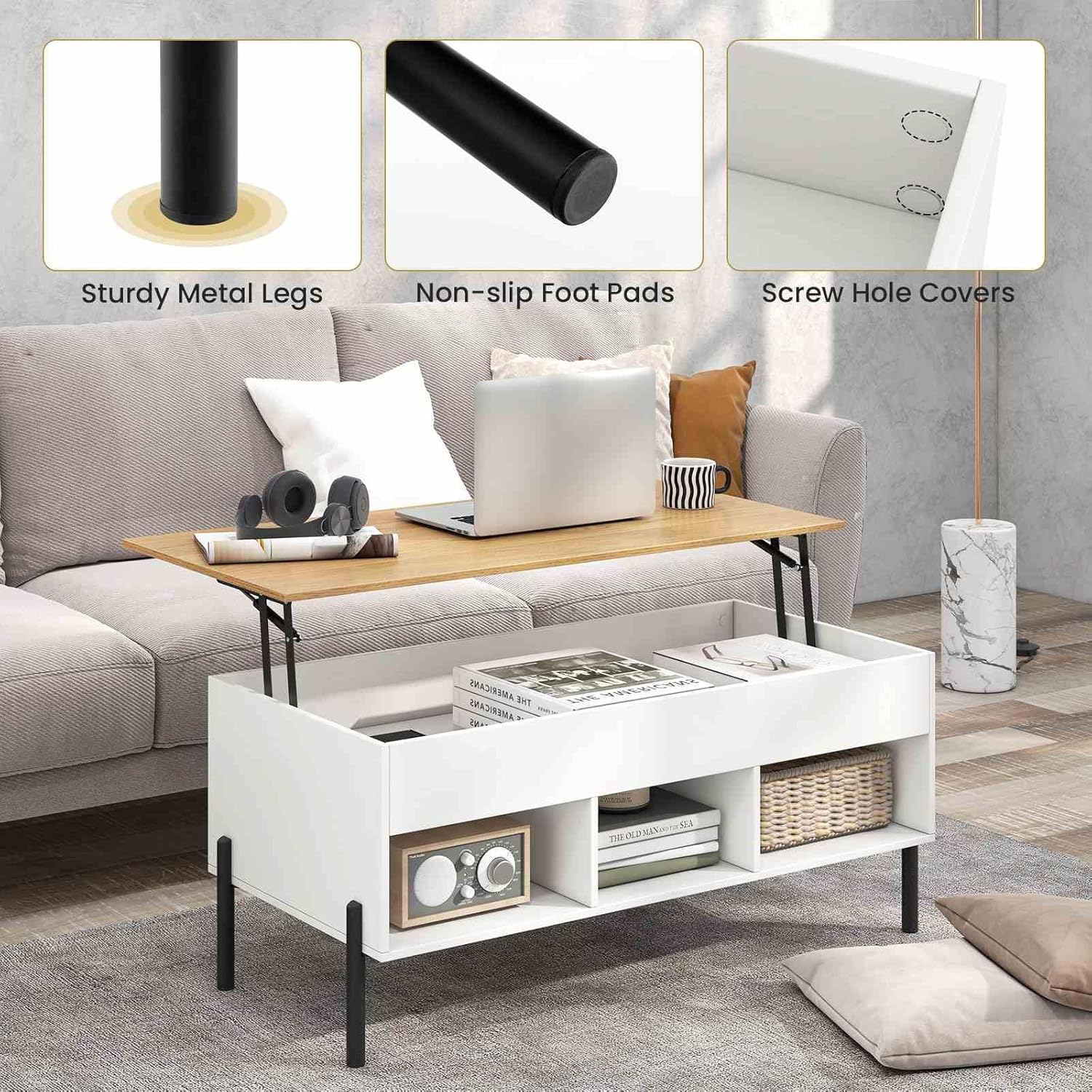 Costway Lift-Top Coffee Table Black