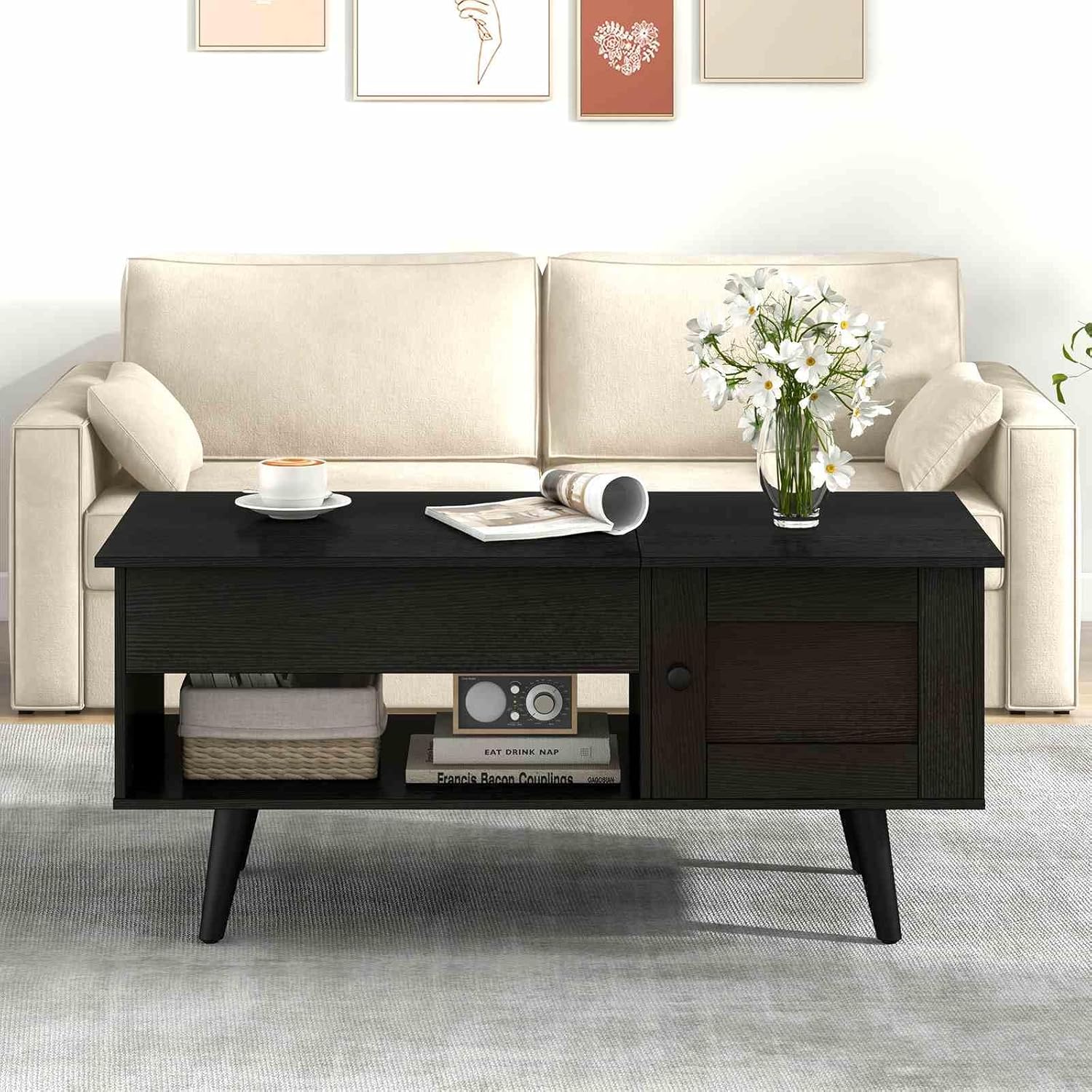 Costway Lift-Top Coffee Table Black