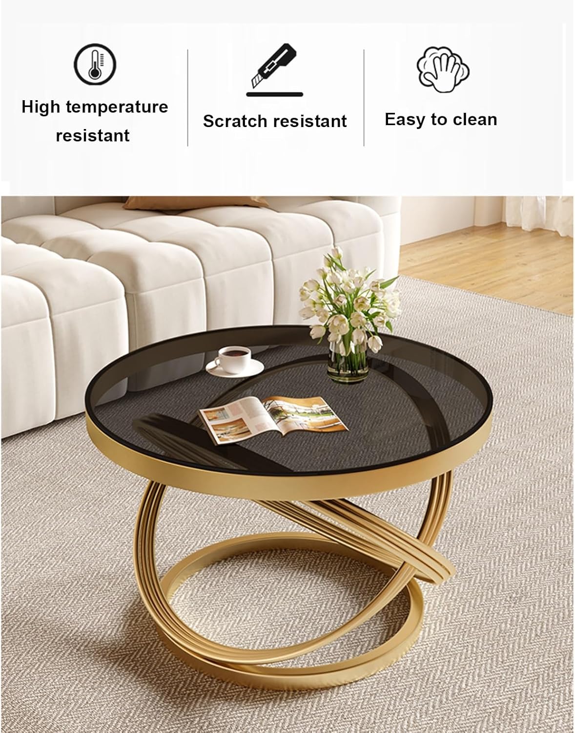 White Round Coffee Table 19.7in