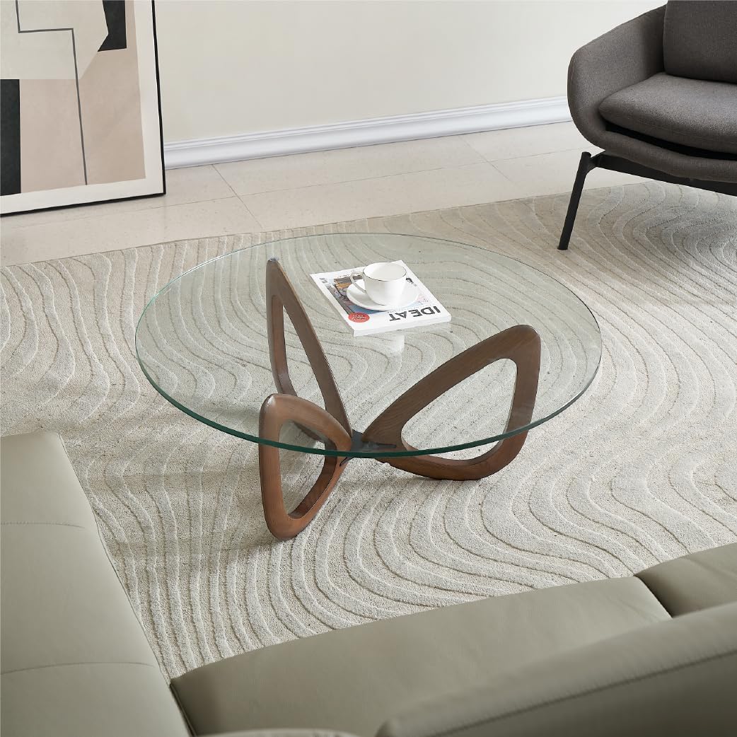 Marco Furniture Gucci Round Glass Coffee Table Walnut