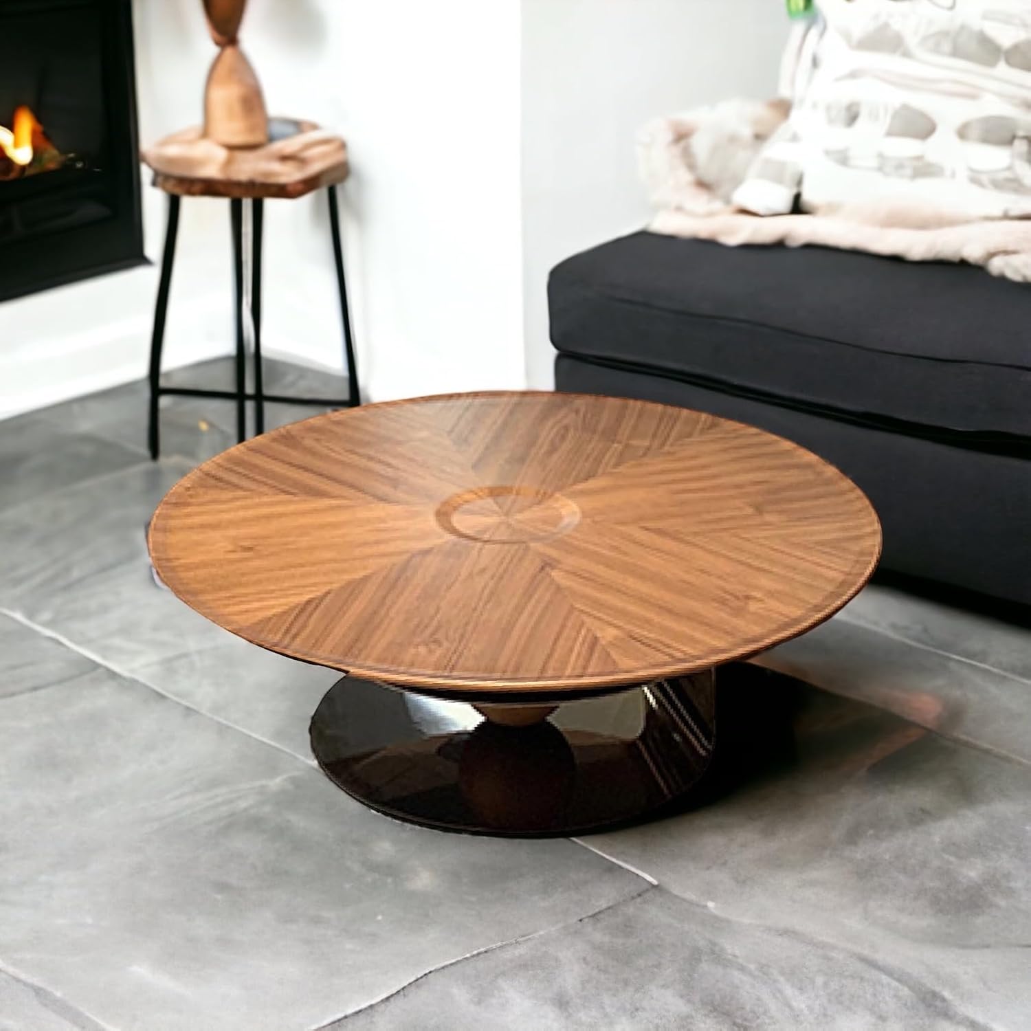 Round Walnut Coffee Table 100cm