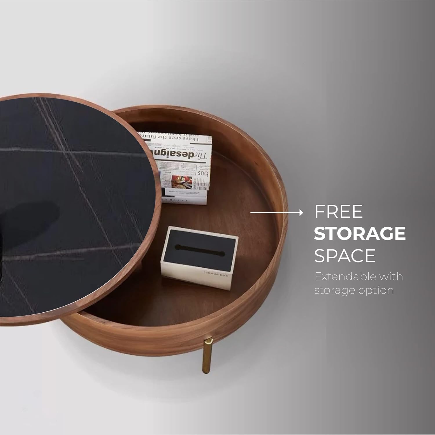 White Round Smart Coffee Table 80cm