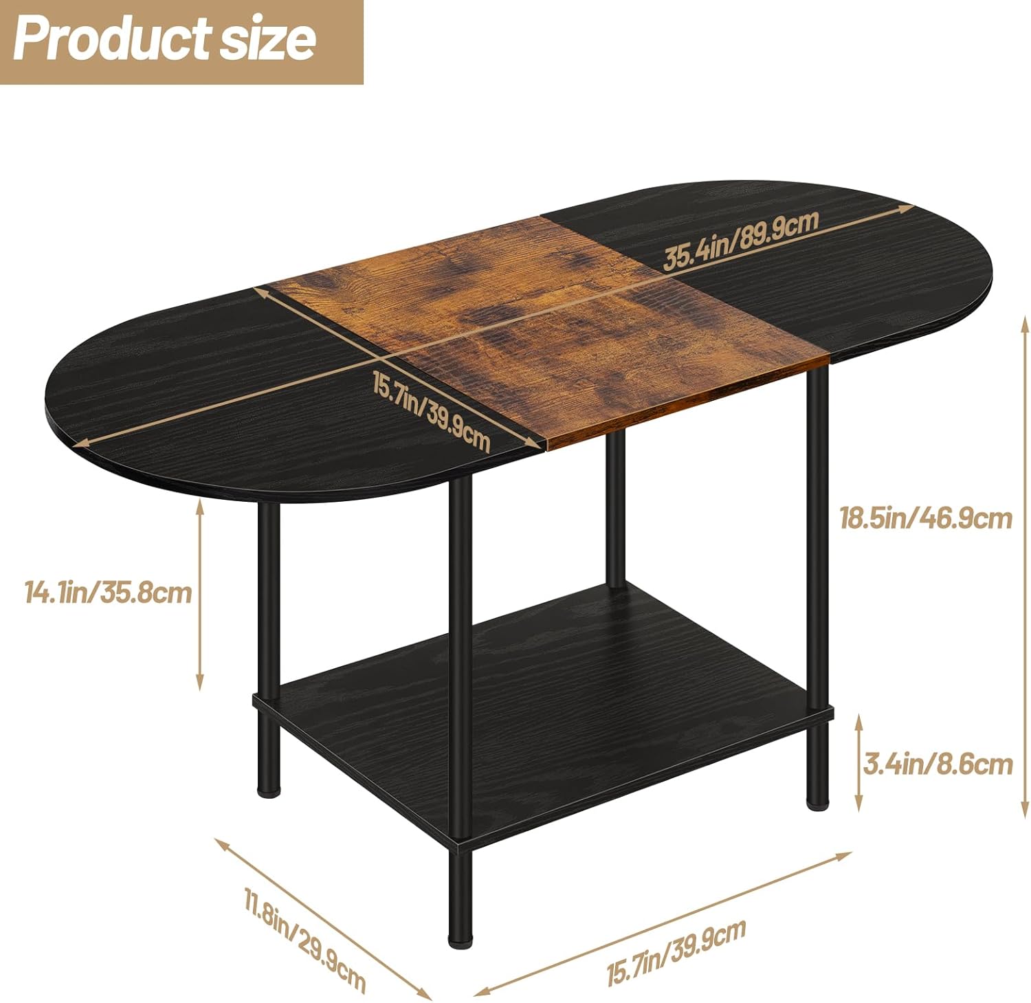 Nandae Modern Coffee Table 90×40×47 cm Black