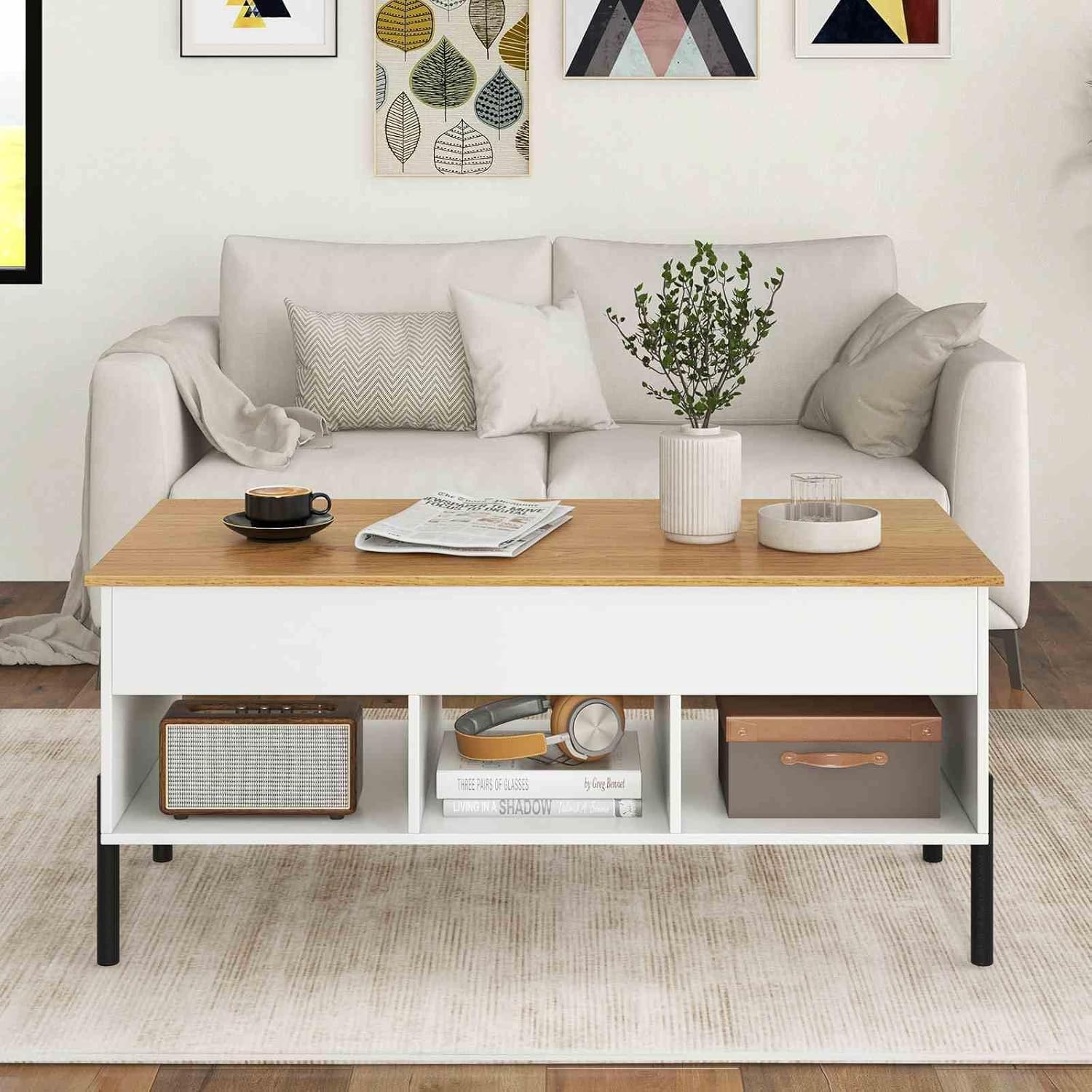 Costway Lift-Top Coffee Table Black