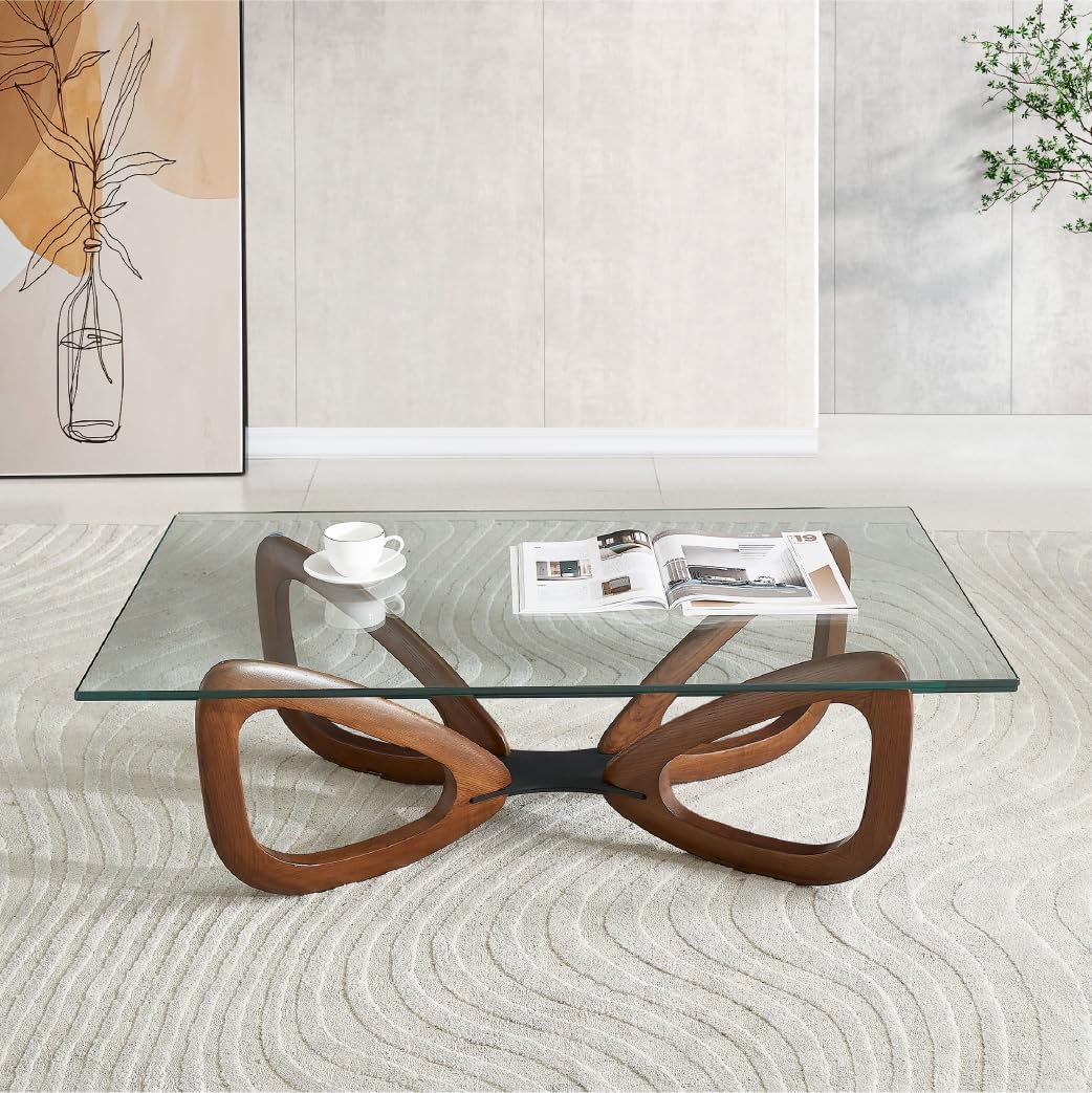 Marco Furniture Gucci Round Glass Coffee Table Walnut