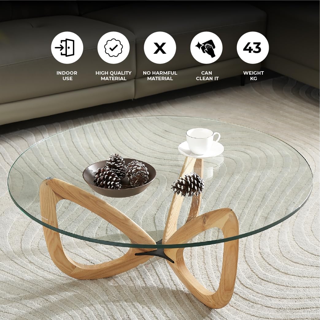 Marco Furniture Gucci Round Glass Coffee Table Walnut