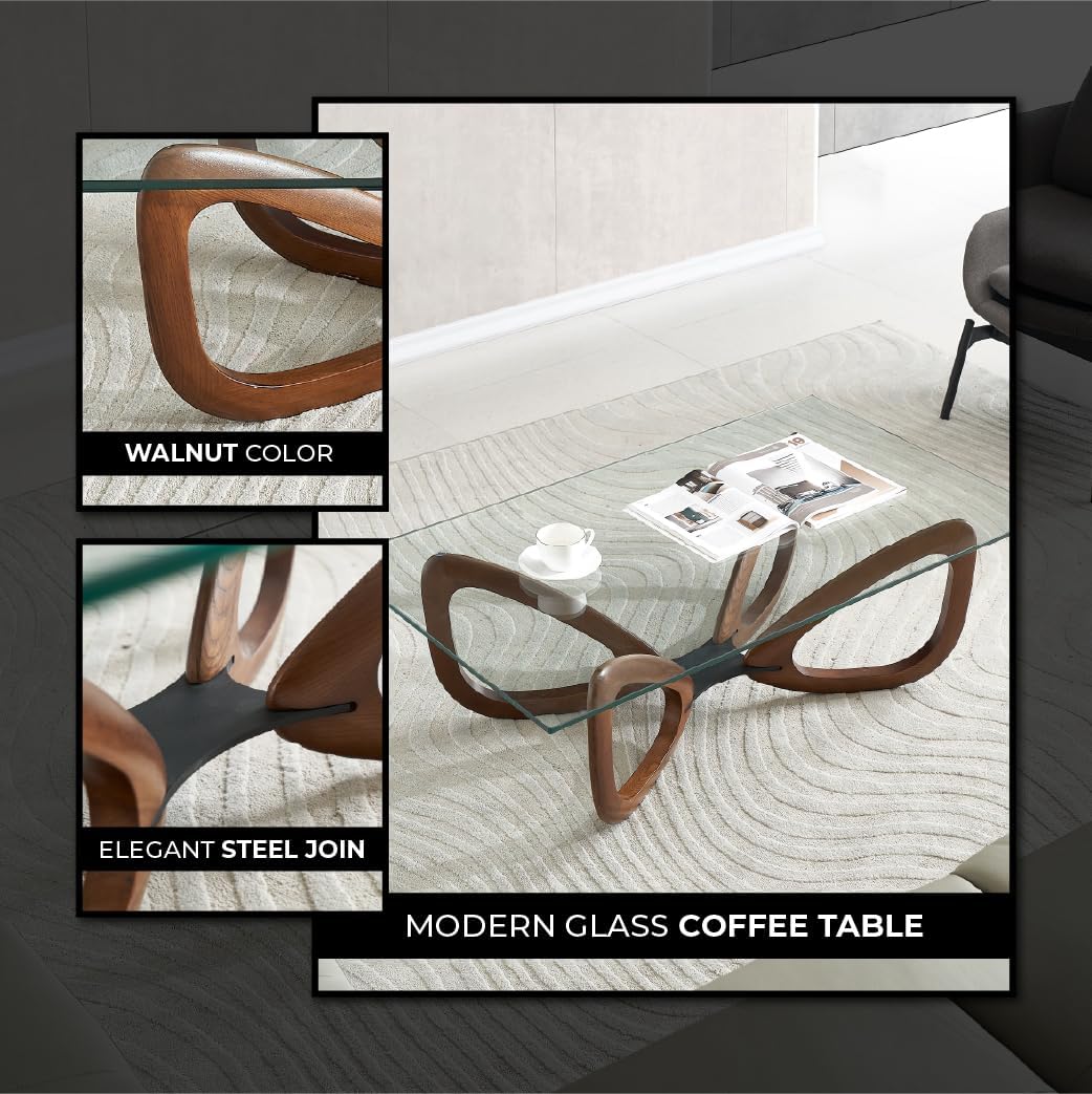 Marco Furniture Gucci Round Glass Coffee Table Walnut