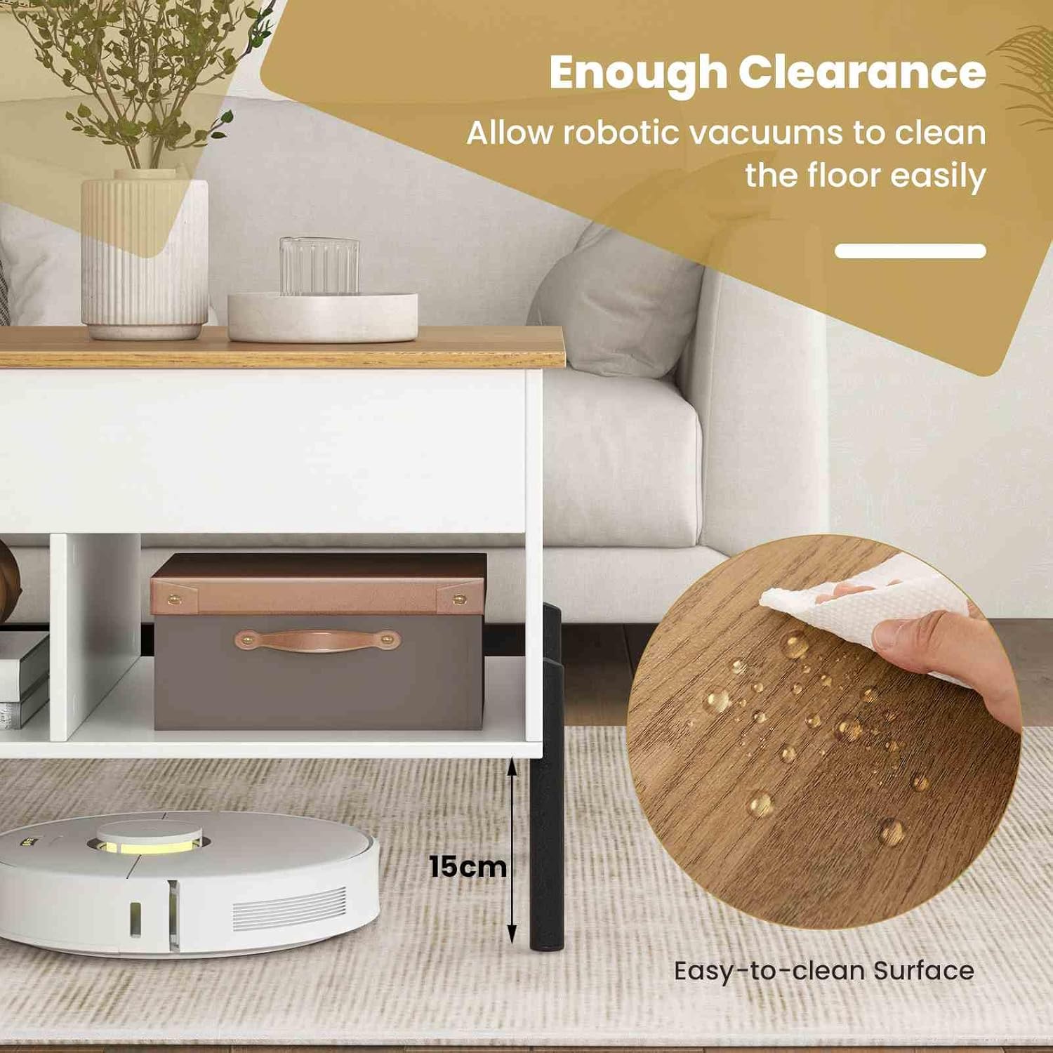 Costway Lift-Top Coffee Table Black