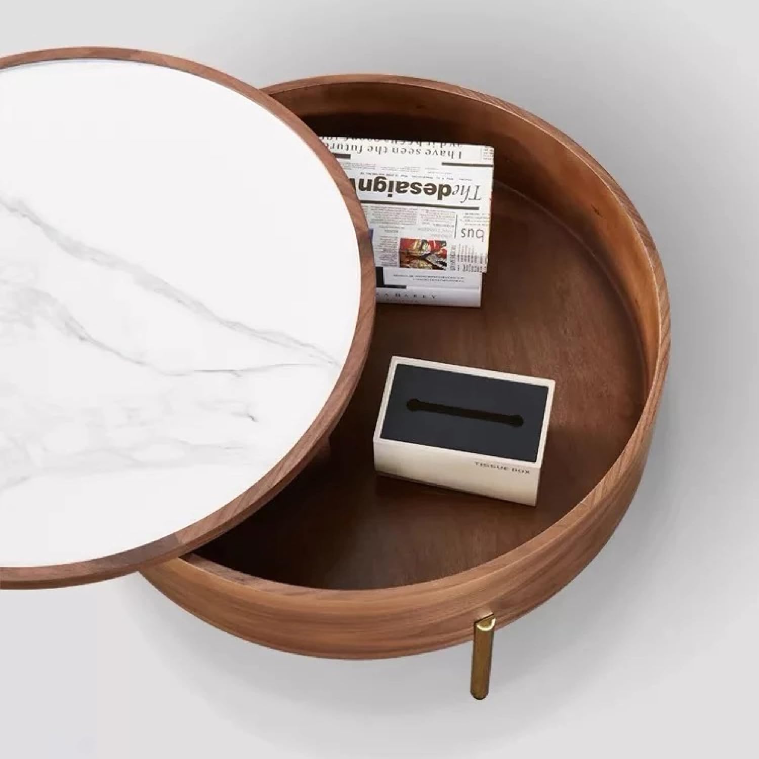 White Round Smart Coffee Table 80cm