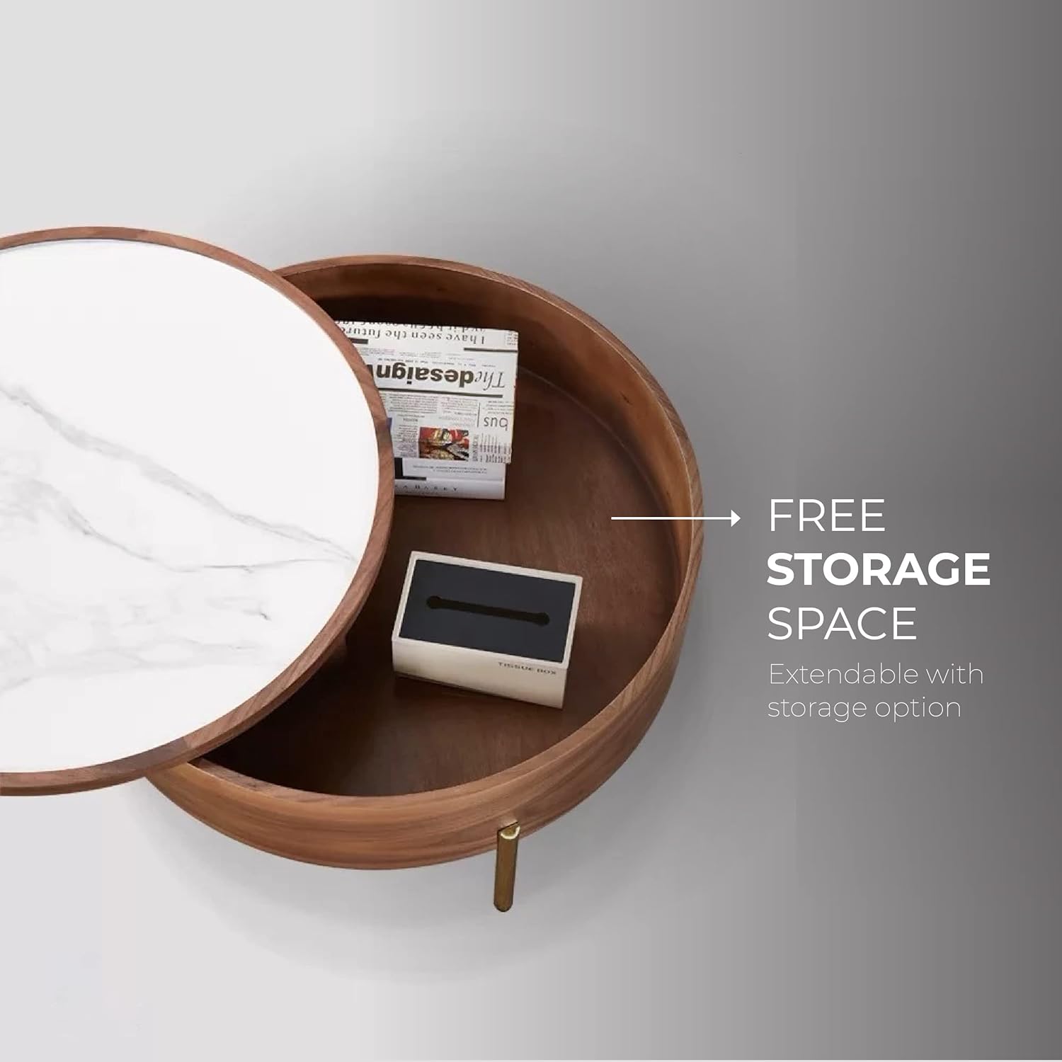 White Round Smart Coffee Table 80cm