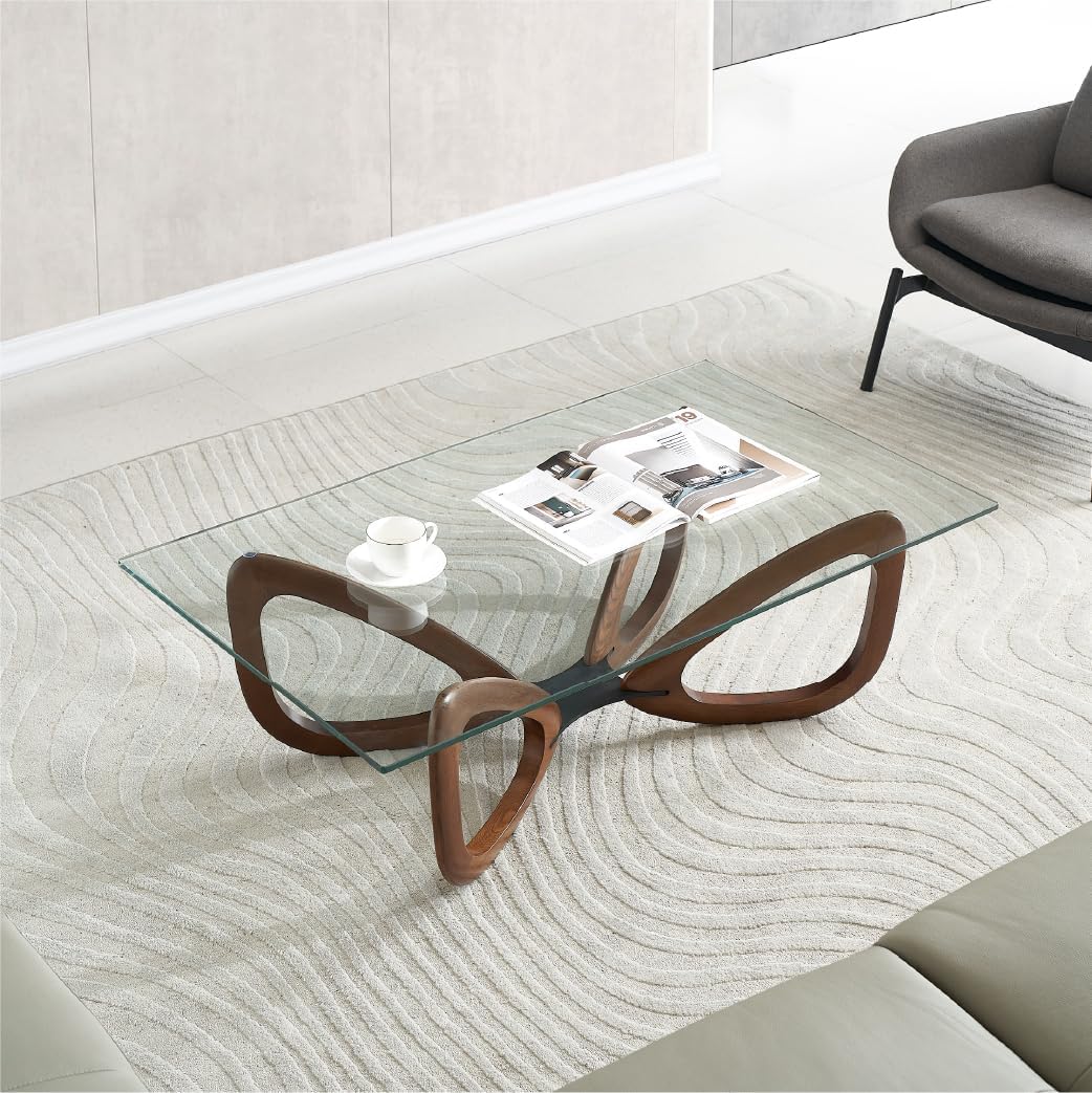 Marco Furniture Gucci Round Glass Coffee Table Walnut