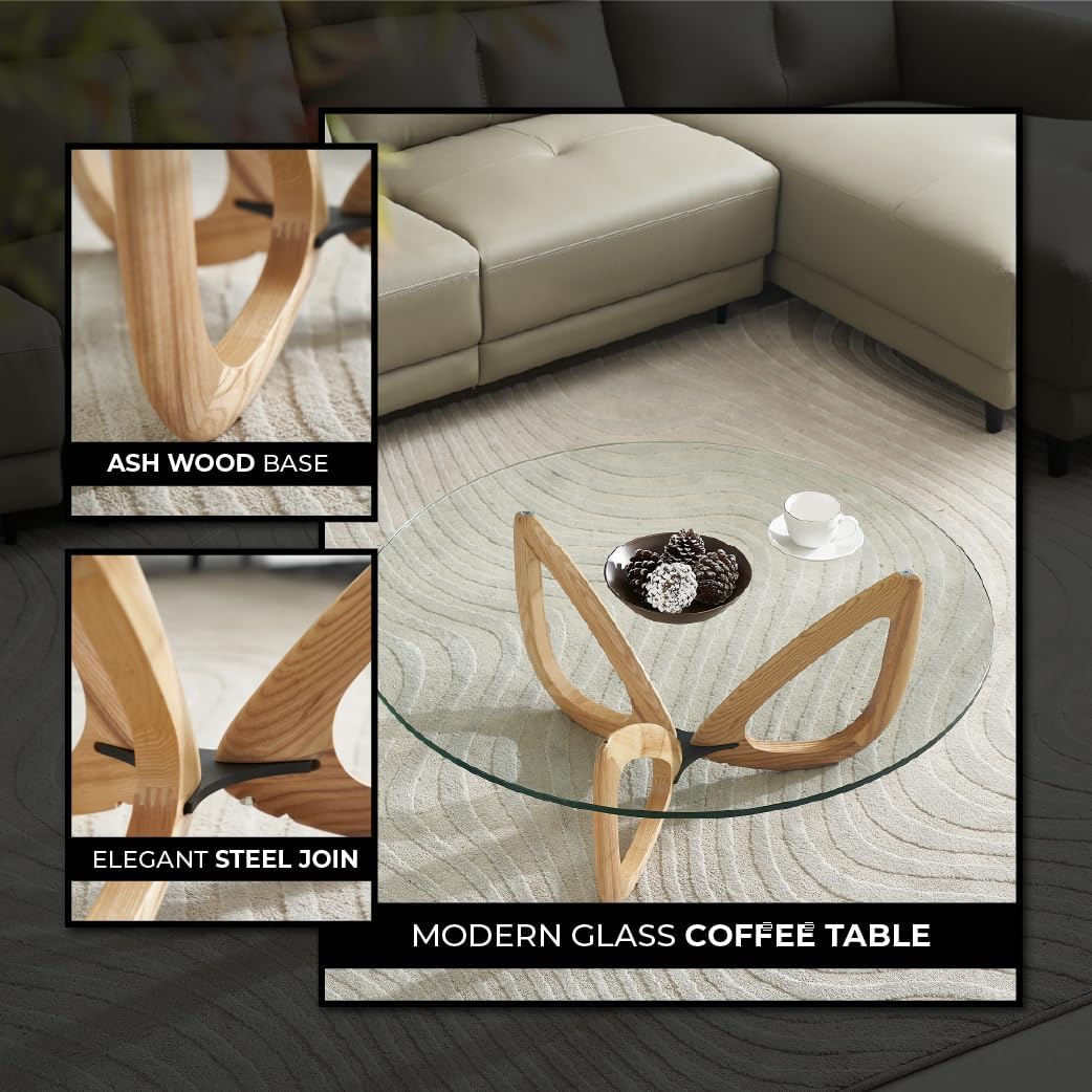 Marco Furniture Gucci Round Glass Coffee Table Walnut