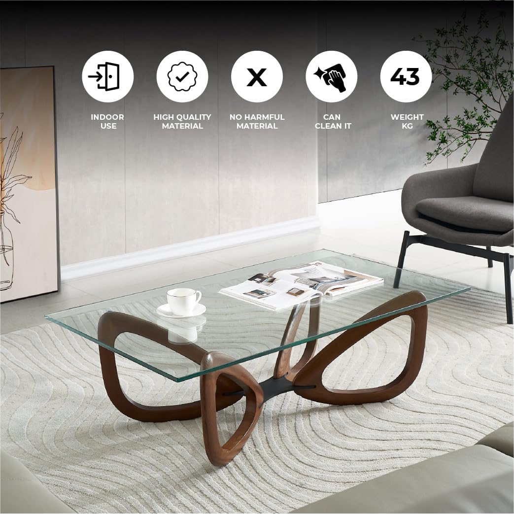 Marco Furniture Gucci Round Glass Coffee Table Walnut