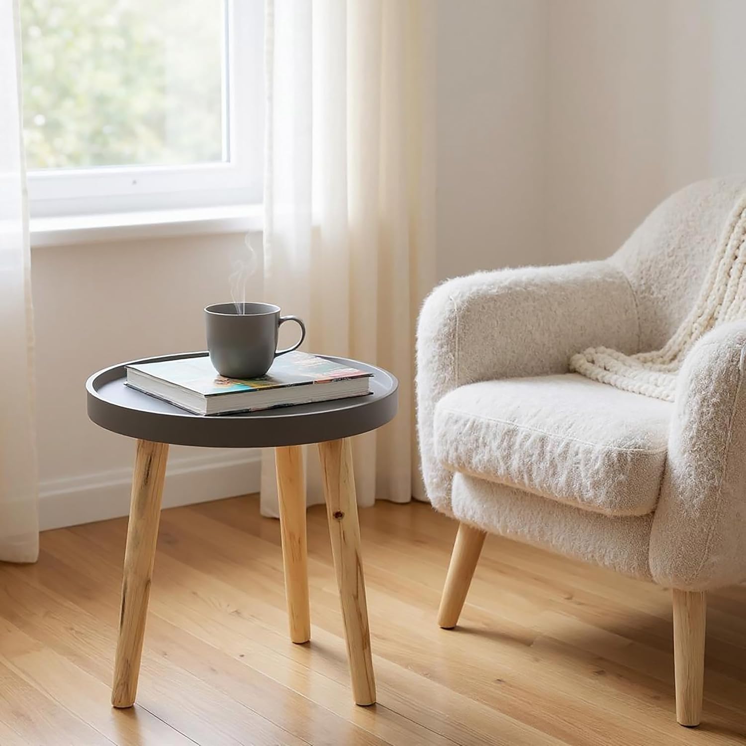 Decorative Wooden Side Table 36×30 cm Grey