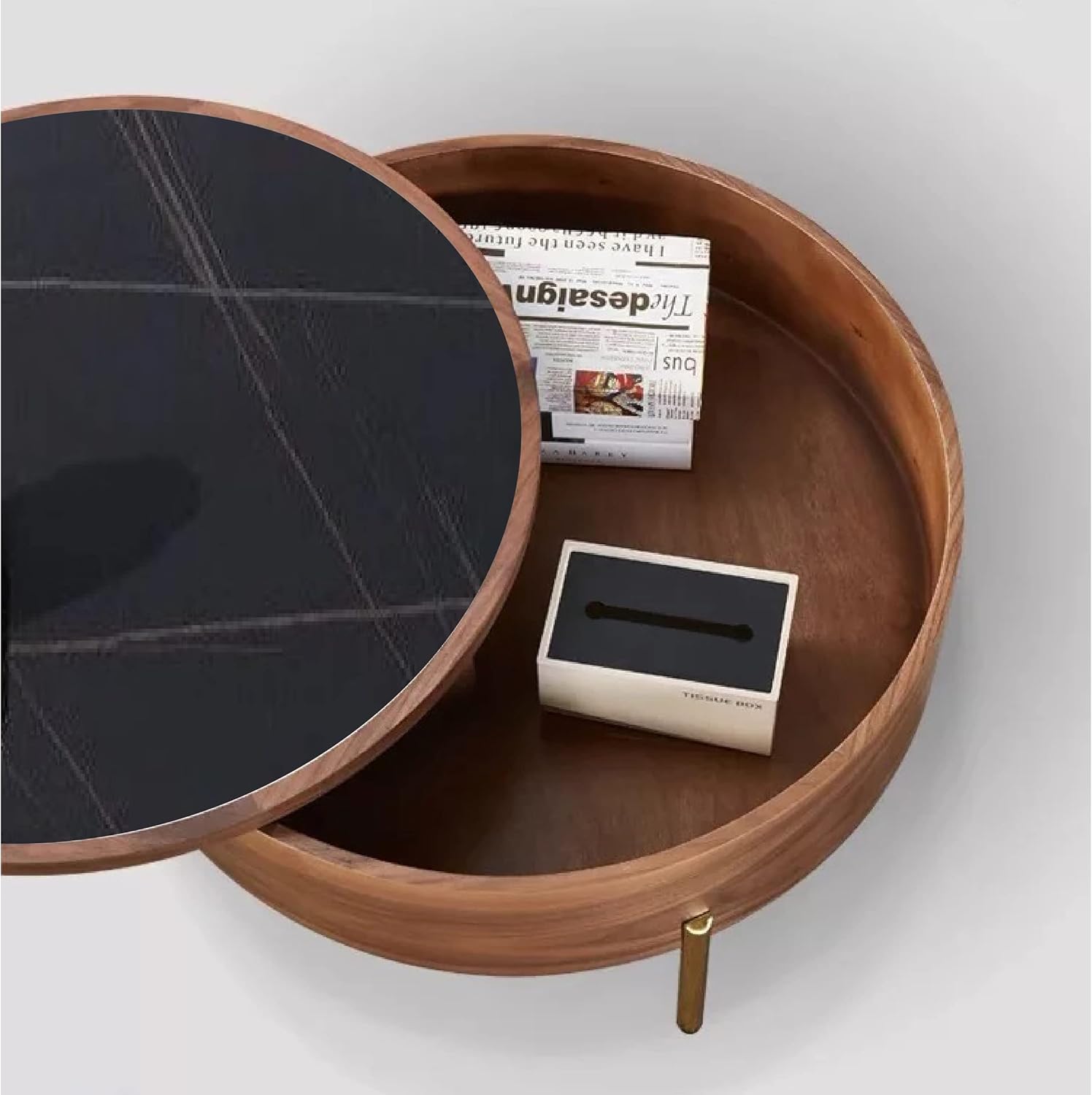 White Round Smart Coffee Table 80cm